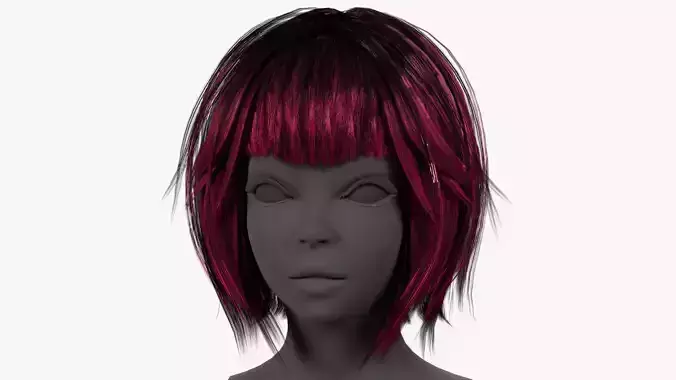 Female- Short-Hair Low-poly 3D model