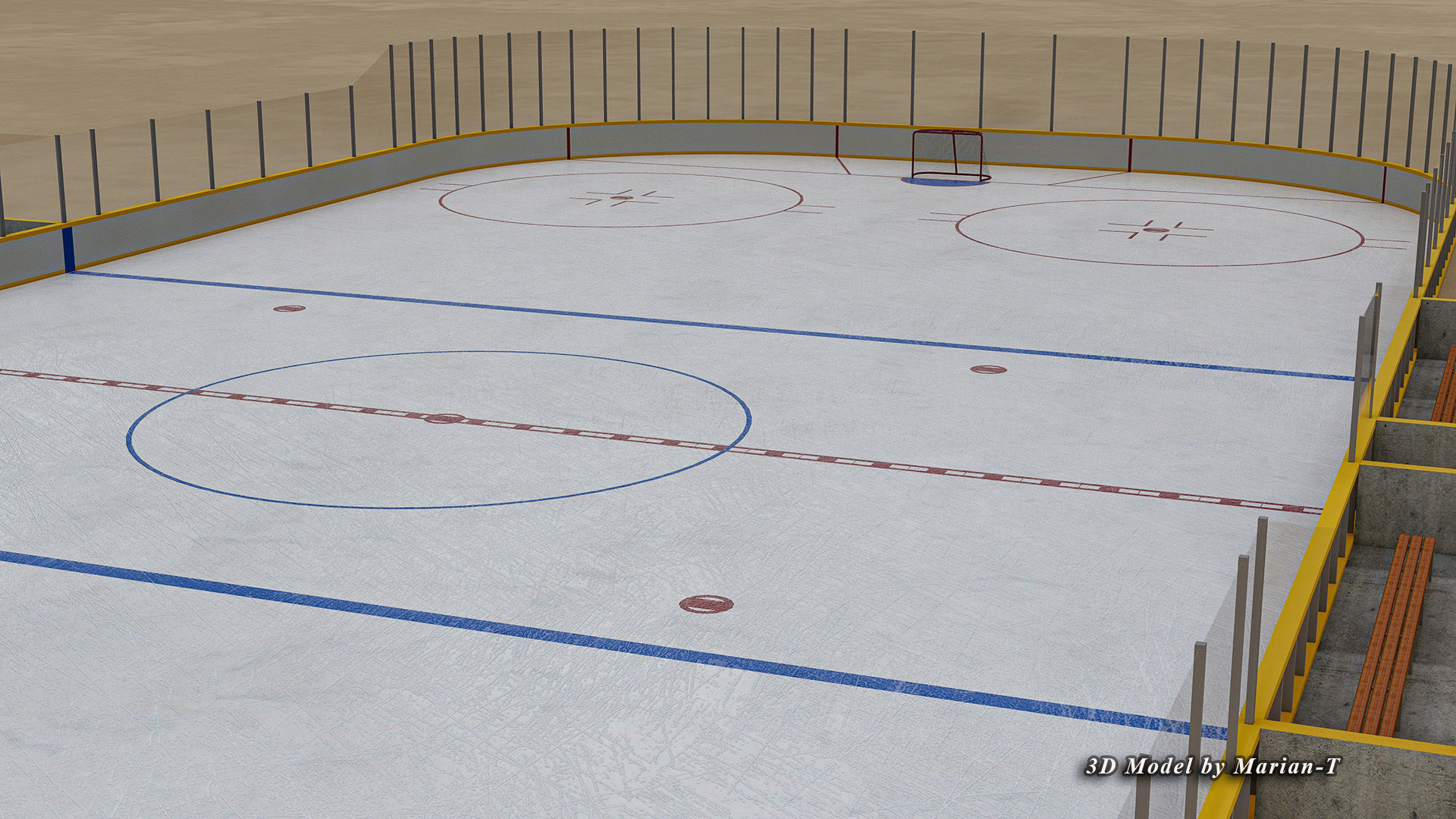 Hockey Rink NHL Version Low-poly 3D model_7