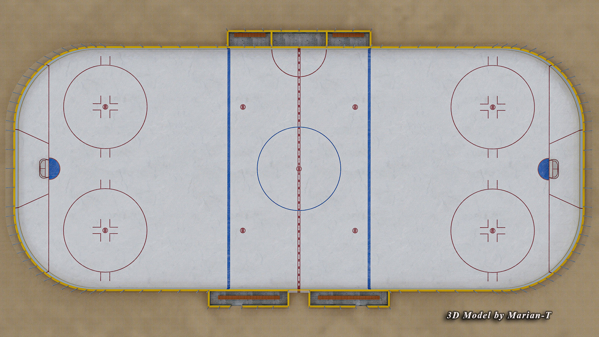 Hockey Rink NHL Version Low-poly 3D model_4