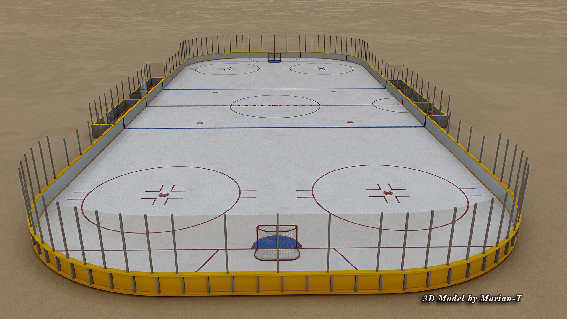 Hockey Rink NHL Version Low-poly 3D model_11