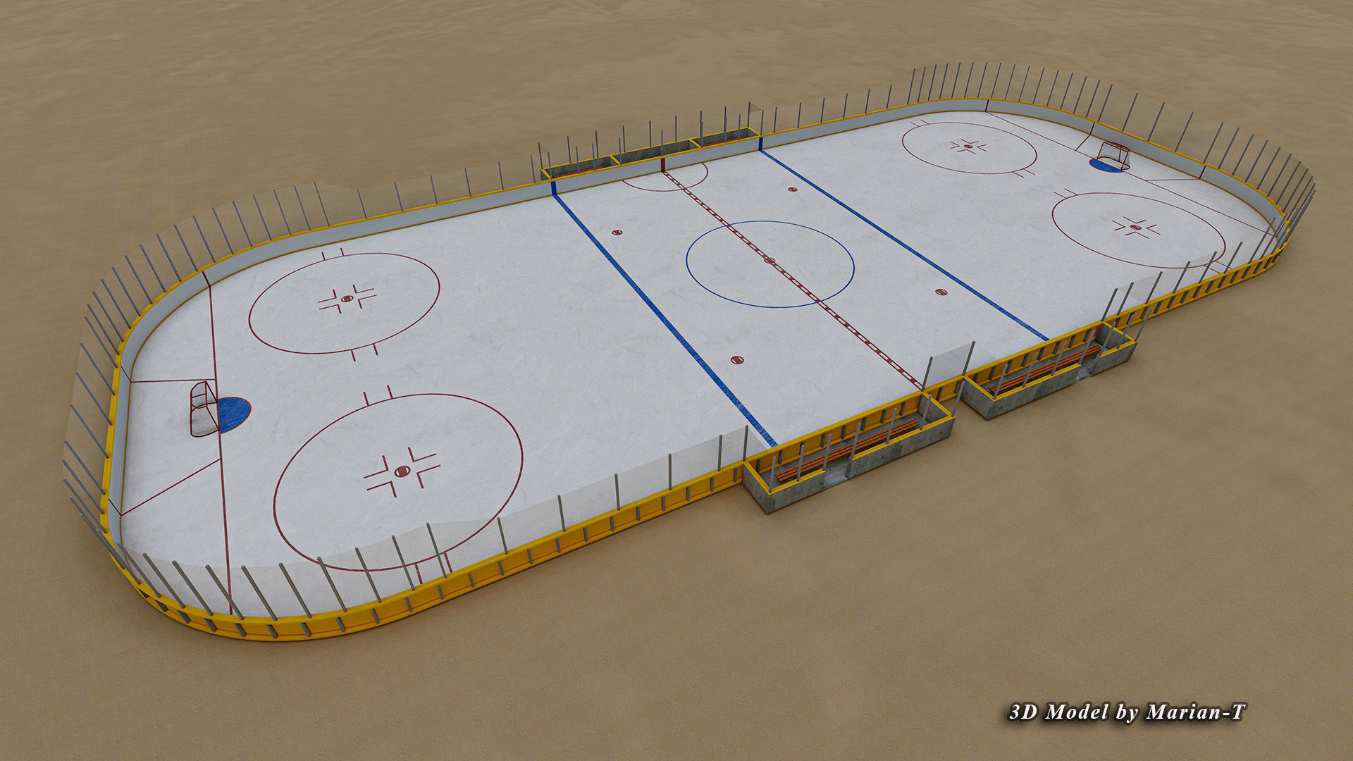 Hockey Rink NHL Version Low-poly 3D model_12