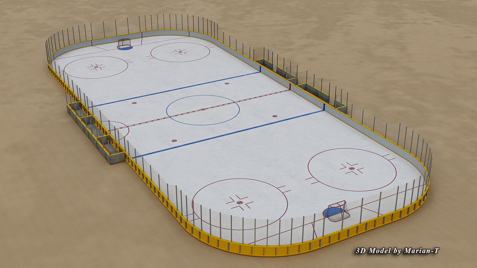 Hockey Rink NHL Version Low-poly 3D model_13