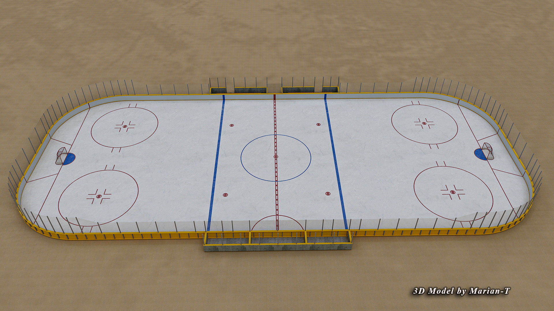 Hockey Rink NHL Version Low-poly 3D model_5