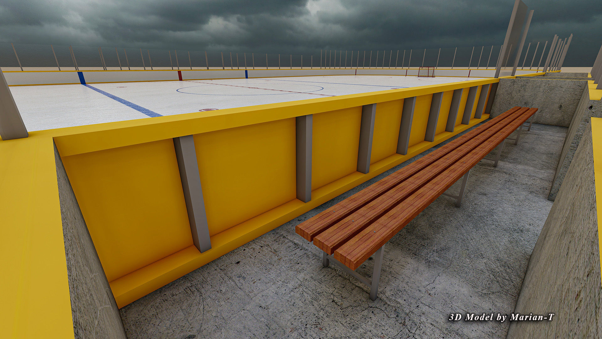 Hockey Rink NHL Version Low-poly 3D model_6