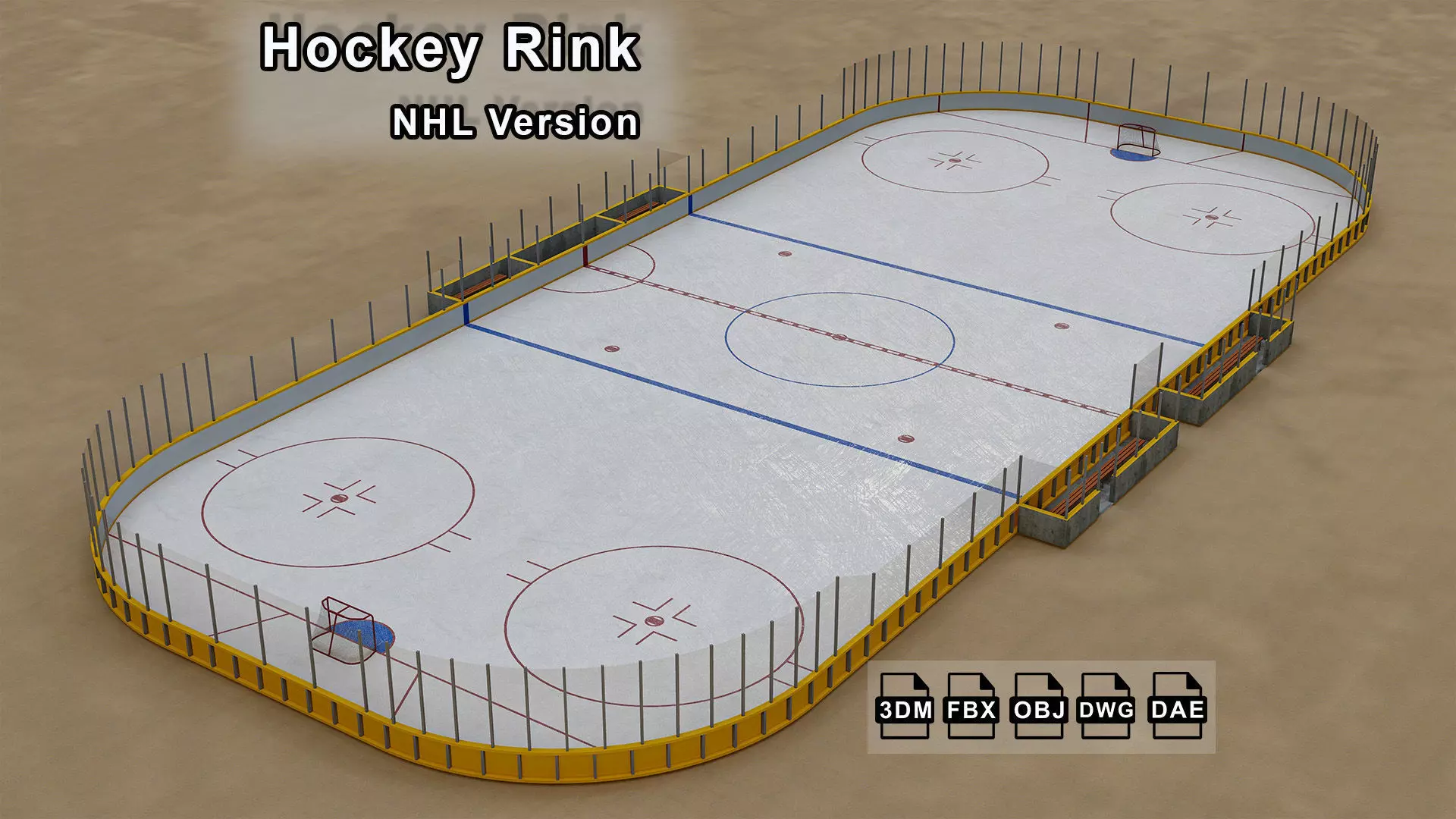 Hockey Rink NHL Version Low-poly 3D model_0