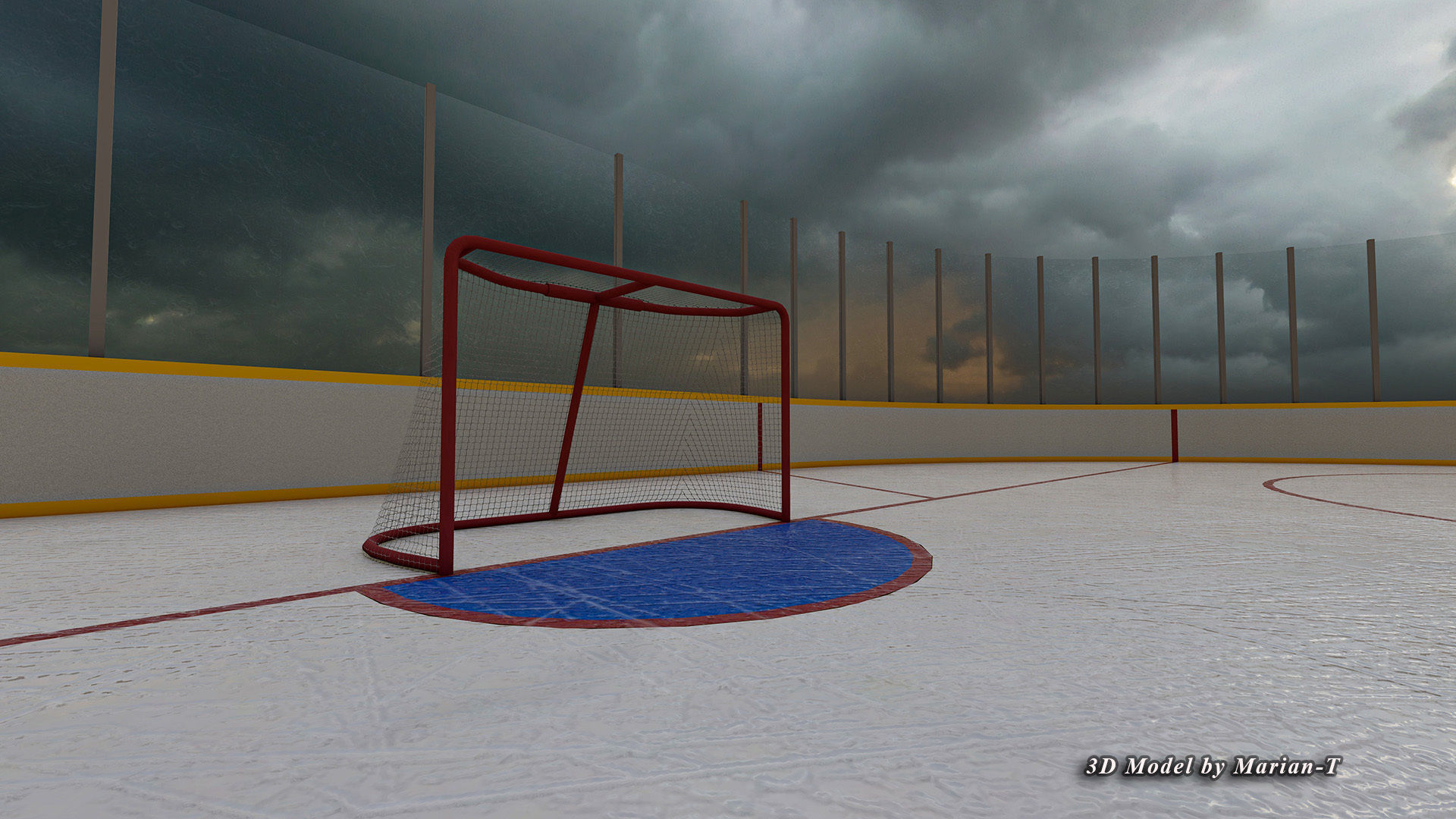 Hockey Rink NHL Version Low-poly 3D model_9