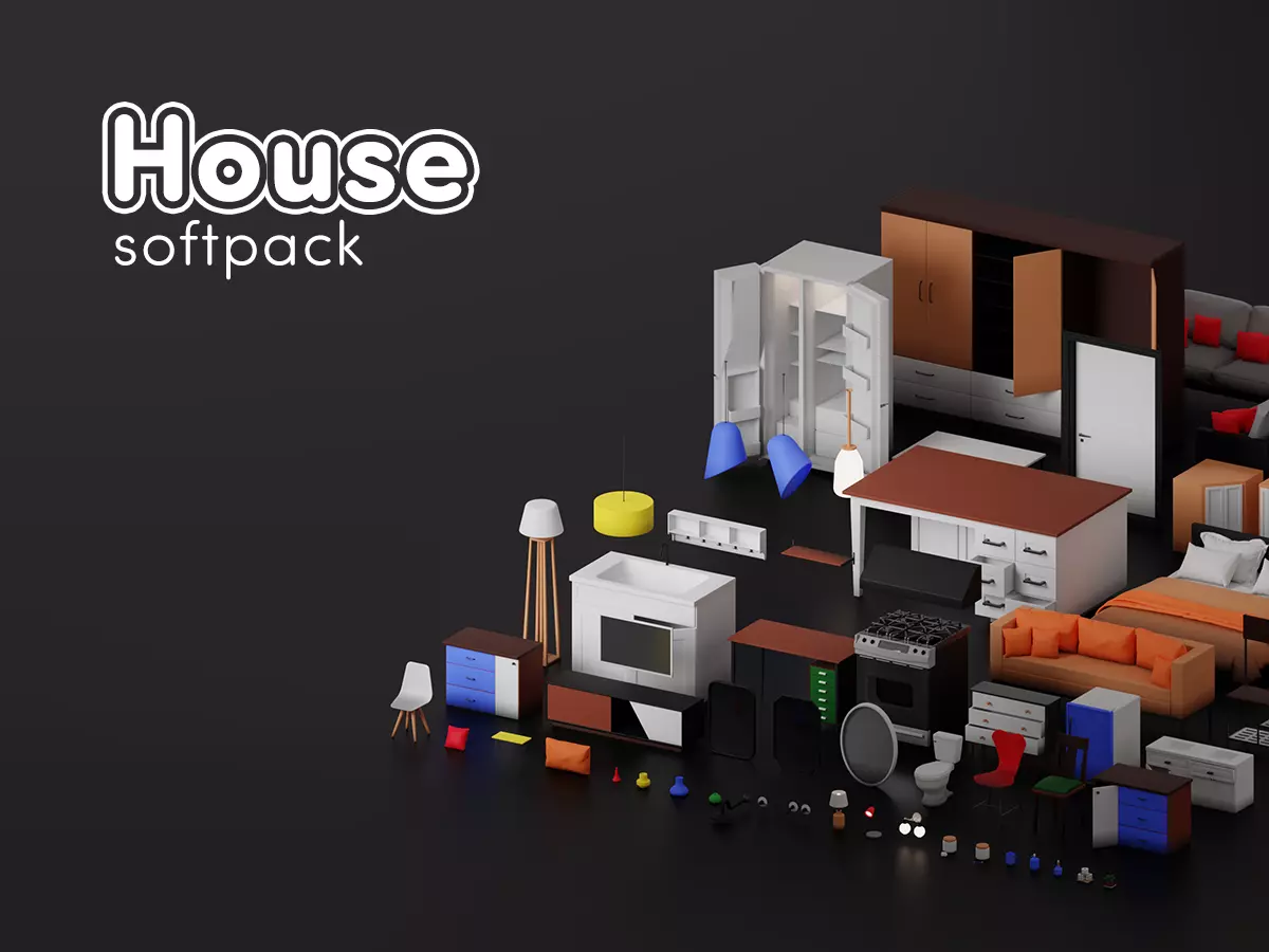 House Props Softpack Low-poly 3D model_0