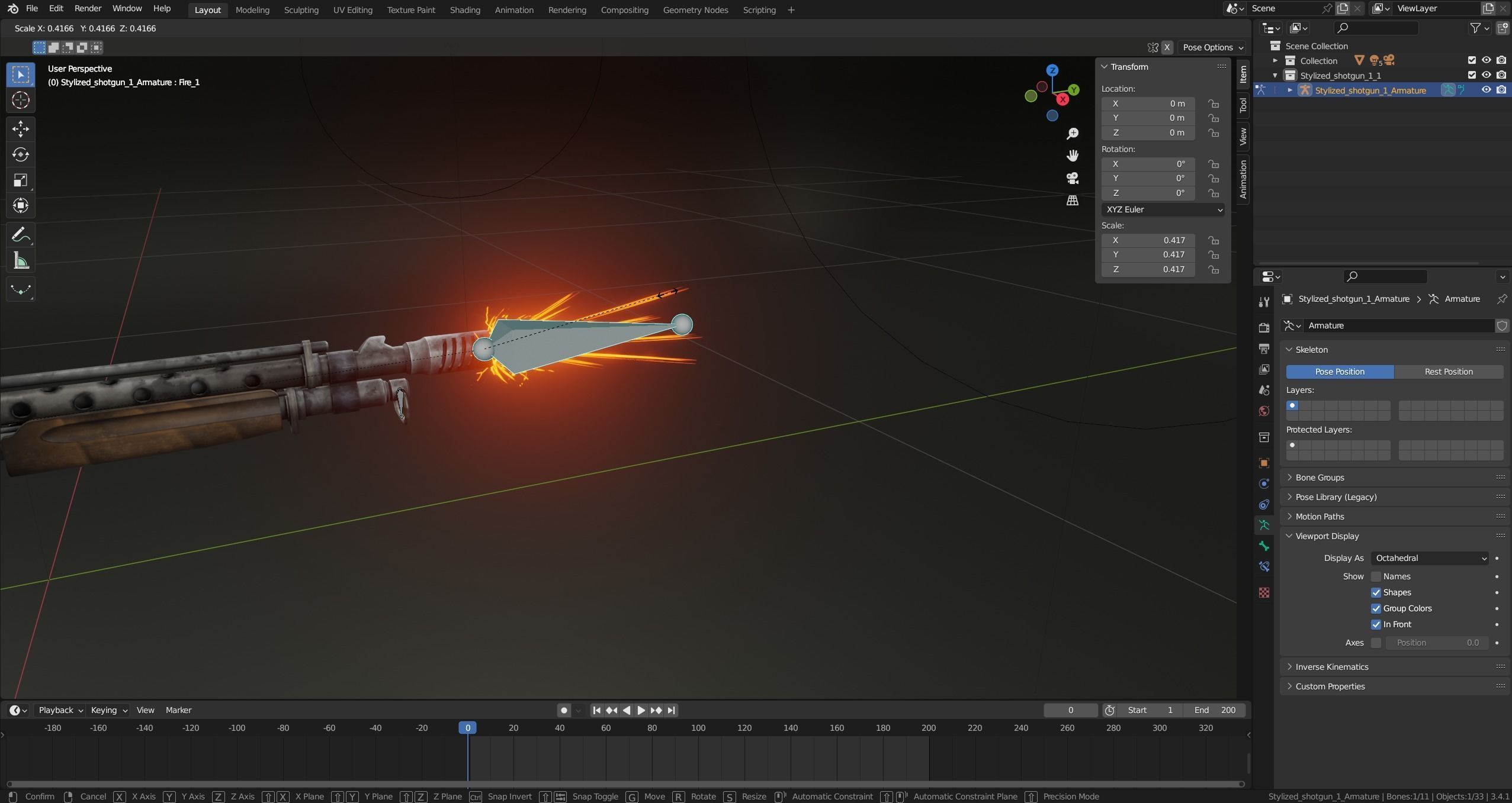 Stylized shotgun Low-poly 3D model_40