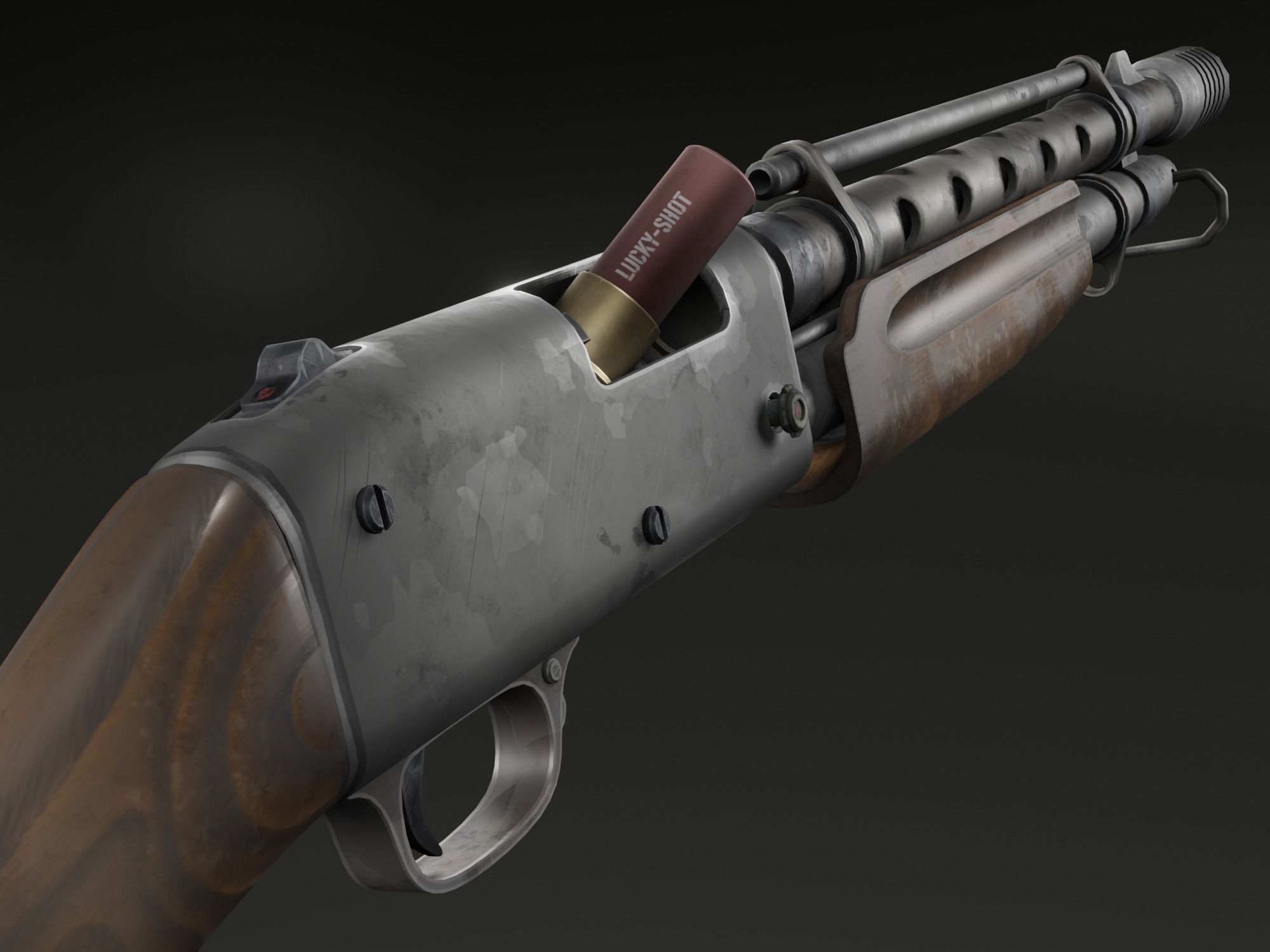 Stylized shotgun Low-poly 3D model_13