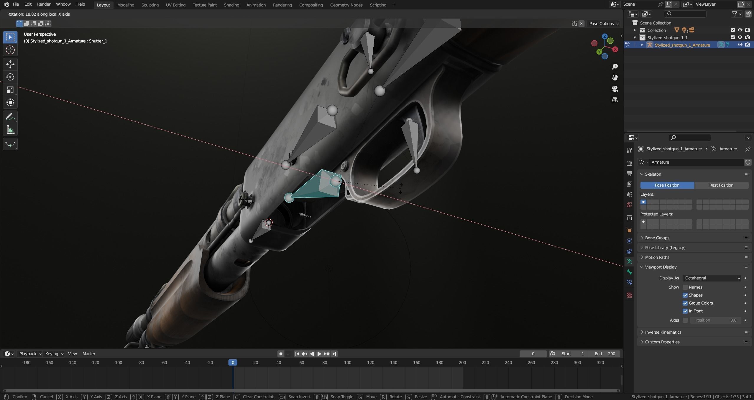 Stylized shotgun Low-poly 3D model_44