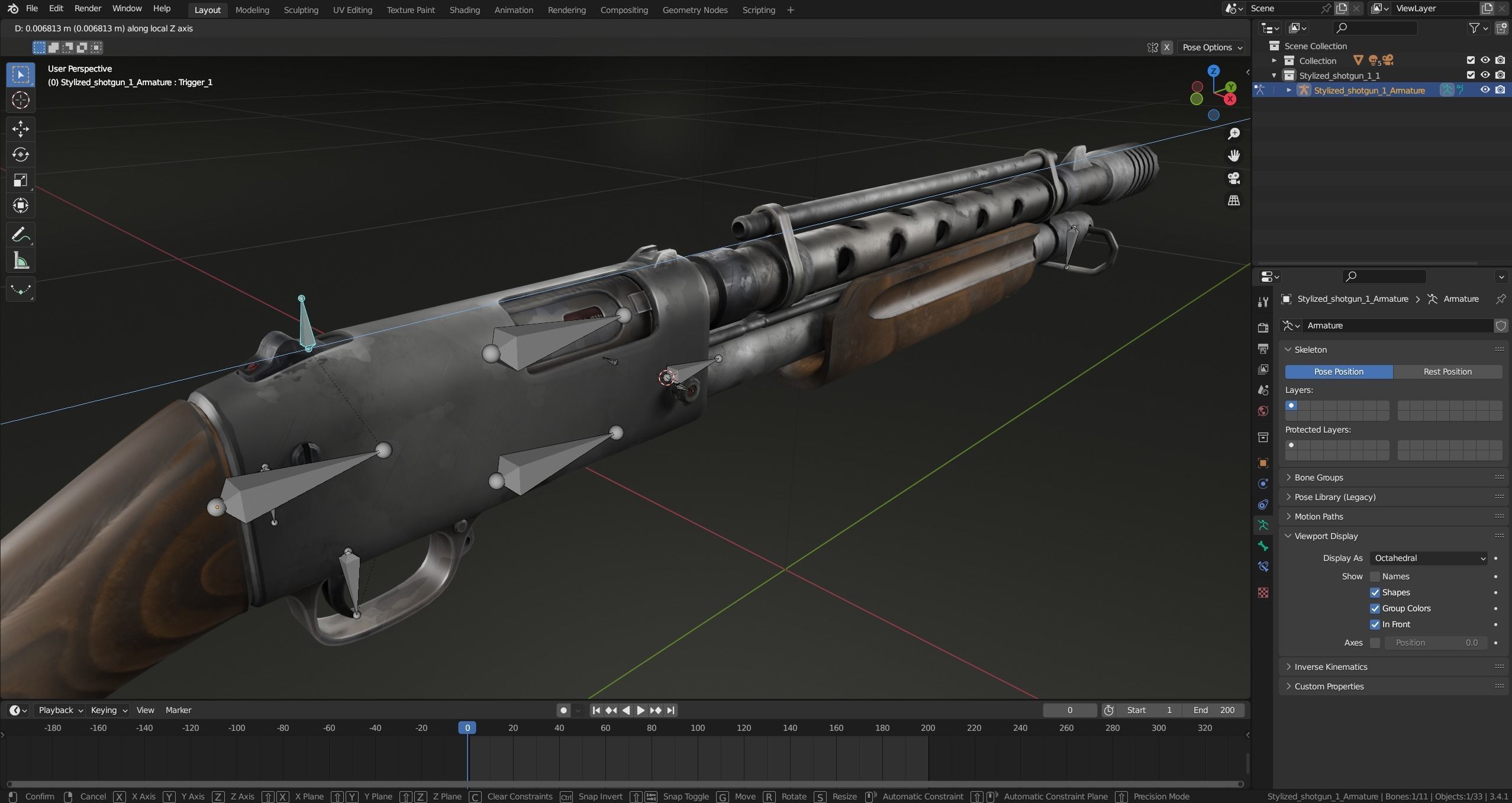 Stylized shotgun Low-poly 3D model_43