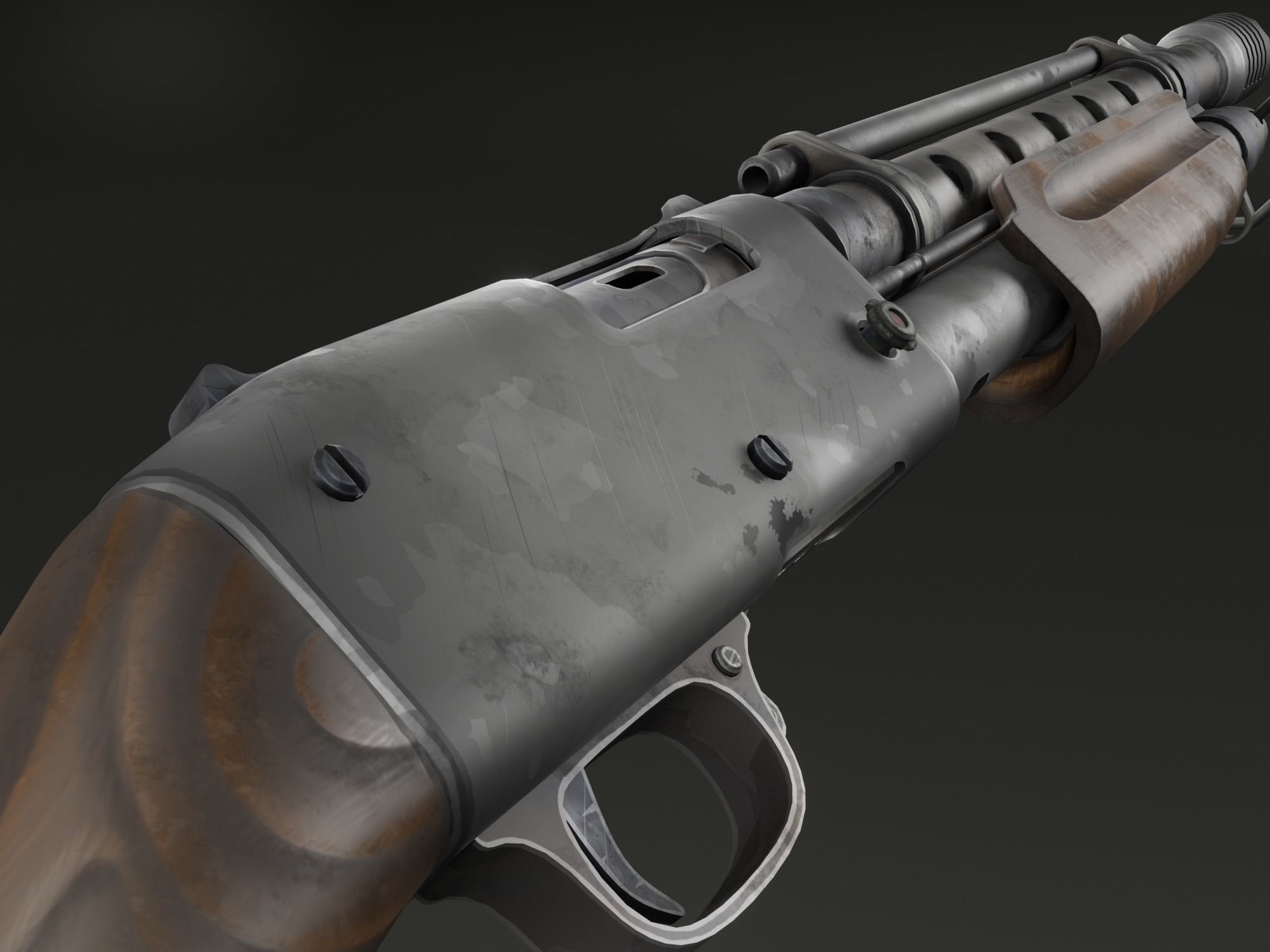 Stylized shotgun Low-poly 3D model_12