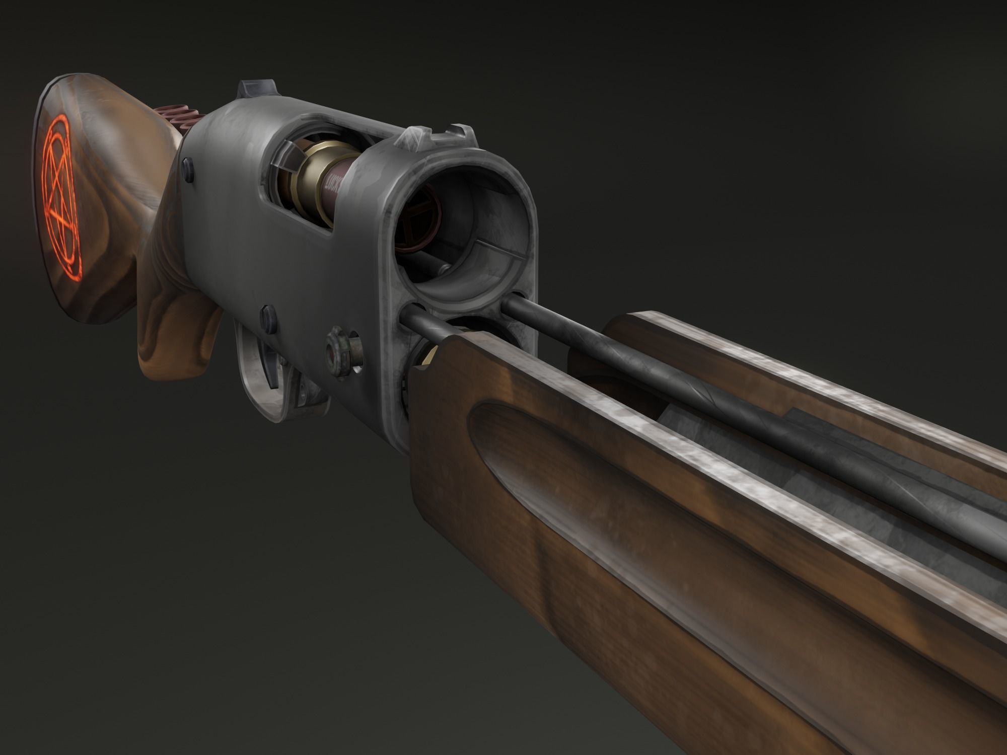 Stylized shotgun Low-poly 3D model_27