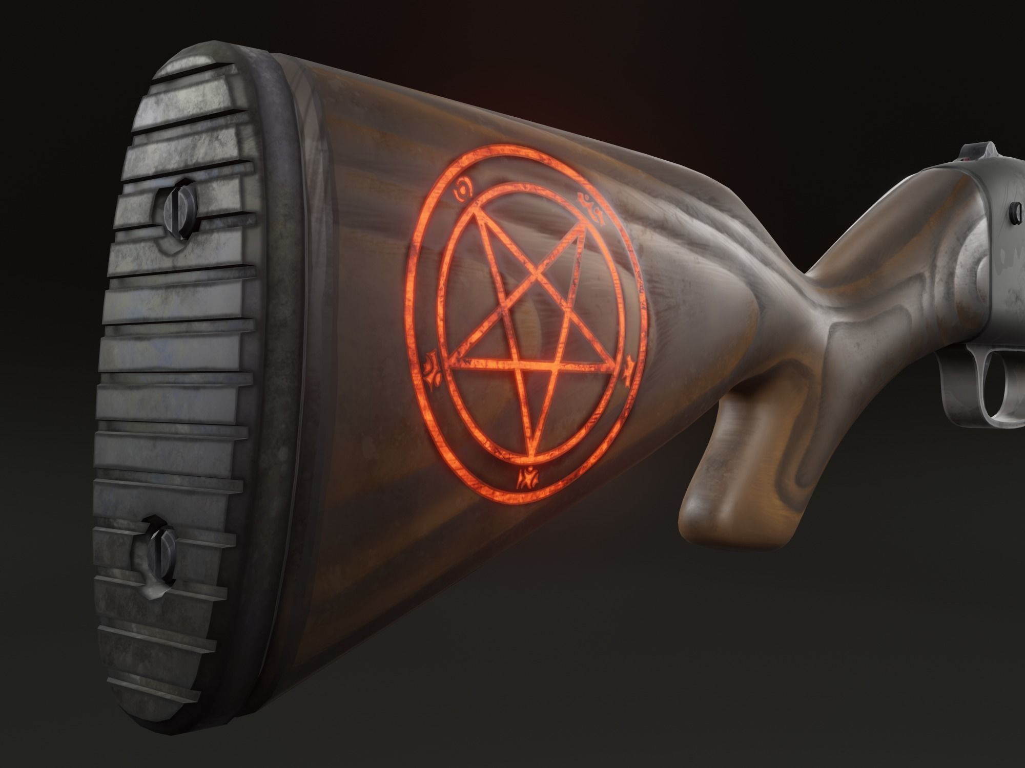 Stylized shotgun Low-poly 3D model_23