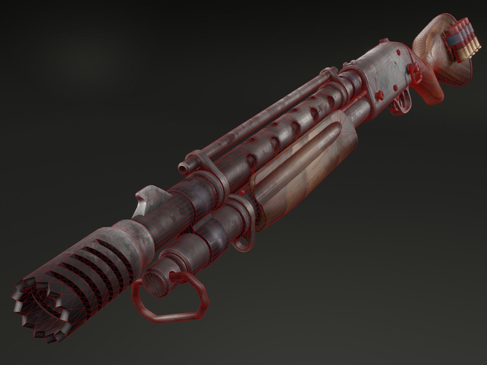 Stylized shotgun Low-poly 3D model_9