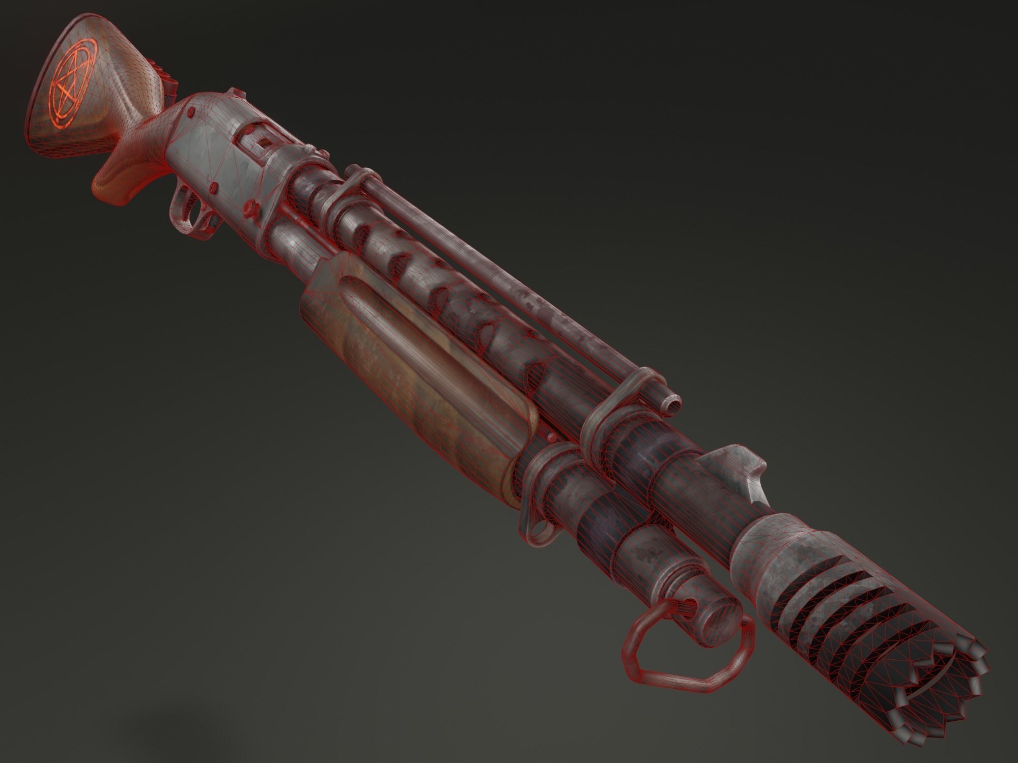 Stylized shotgun Low-poly 3D model_5