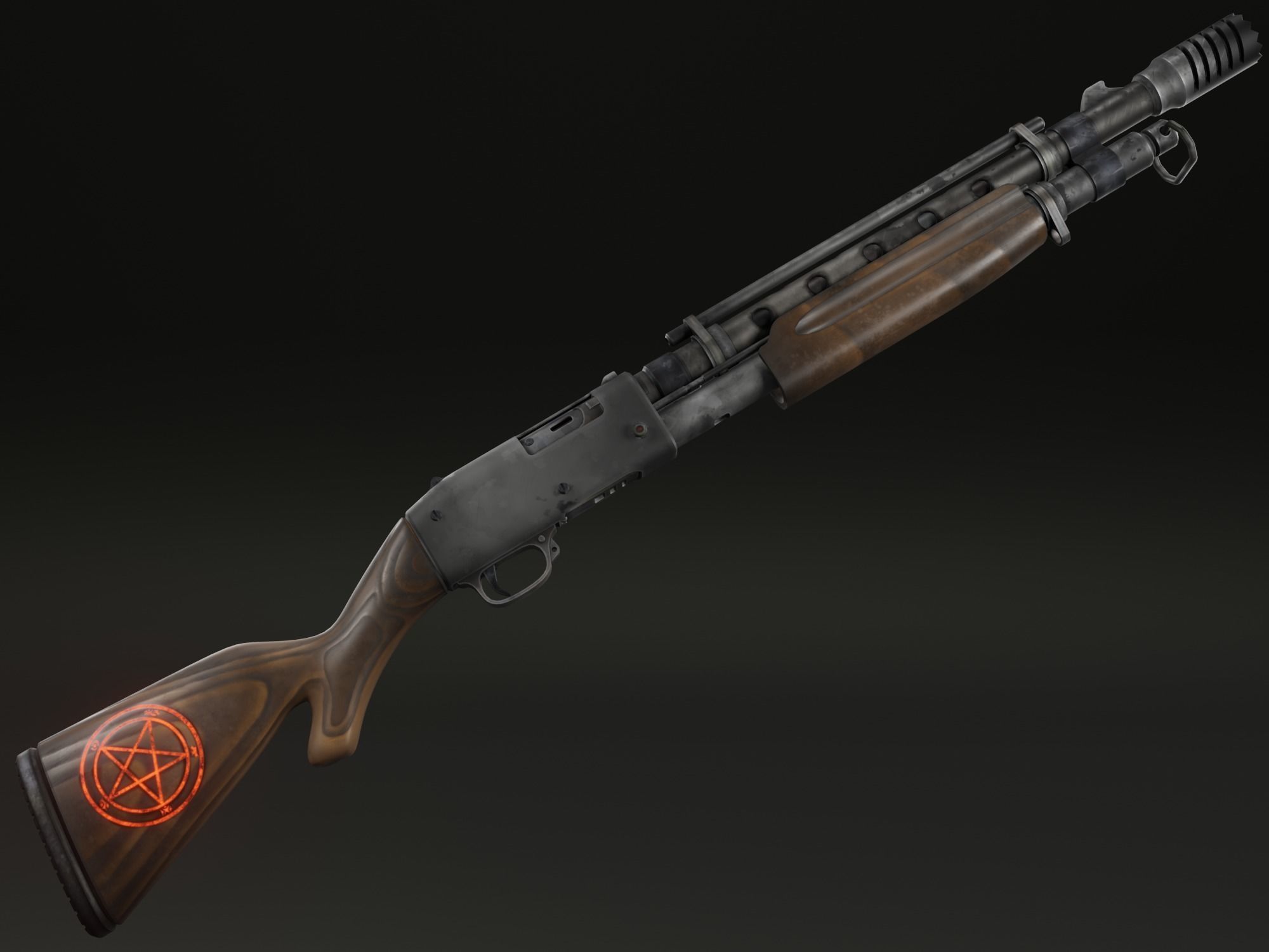 Stylized shotgun Low-poly 3D model_29