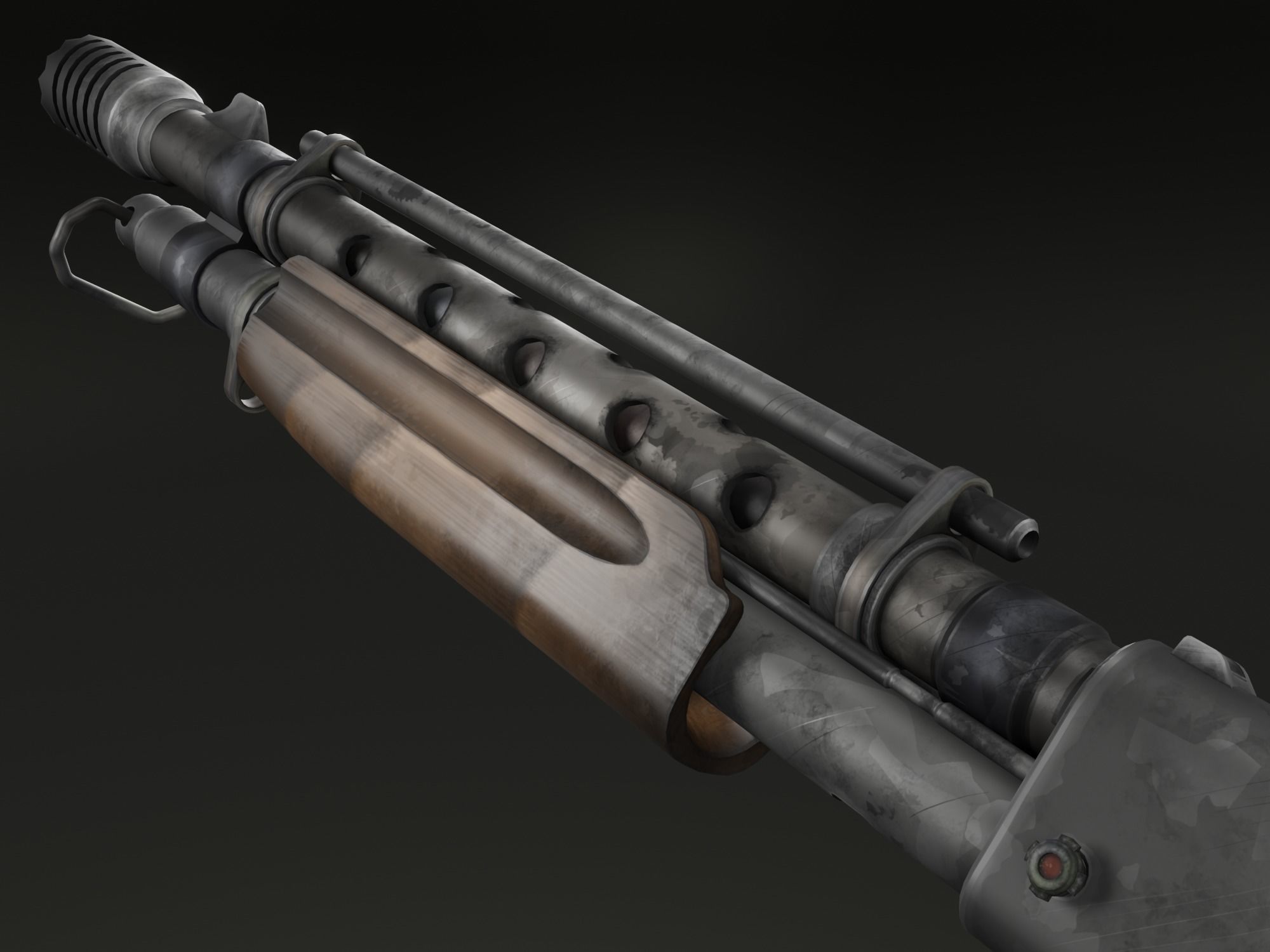 Stylized shotgun Low-poly 3D model_11