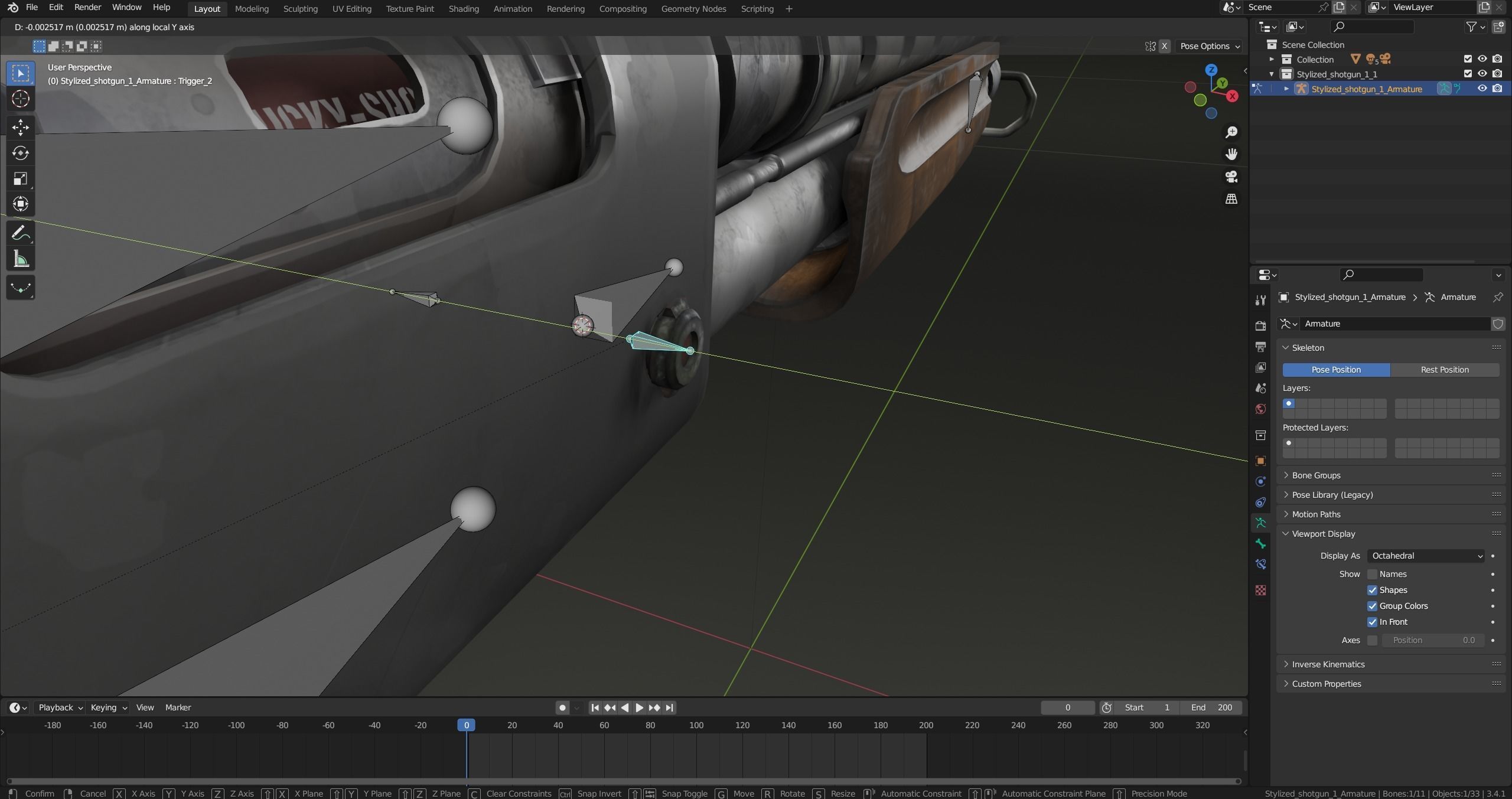 Stylized shotgun Low-poly 3D model_49