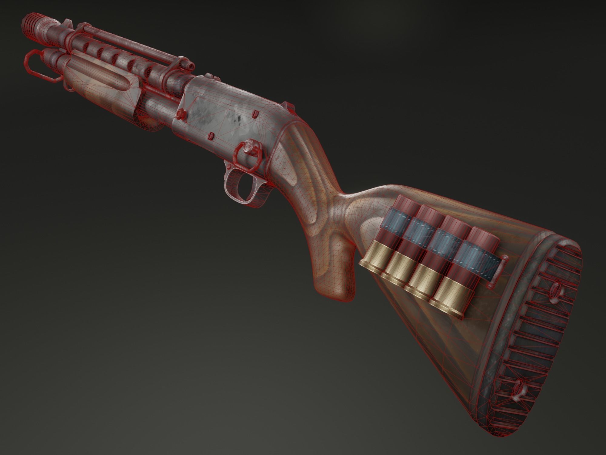 Stylized shotgun Low-poly 3D model_7