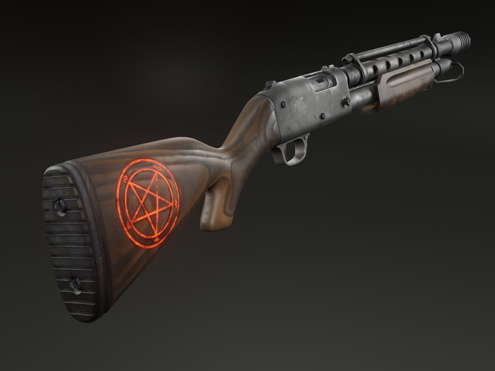 Stylized shotgun Low-poly 3D model_2