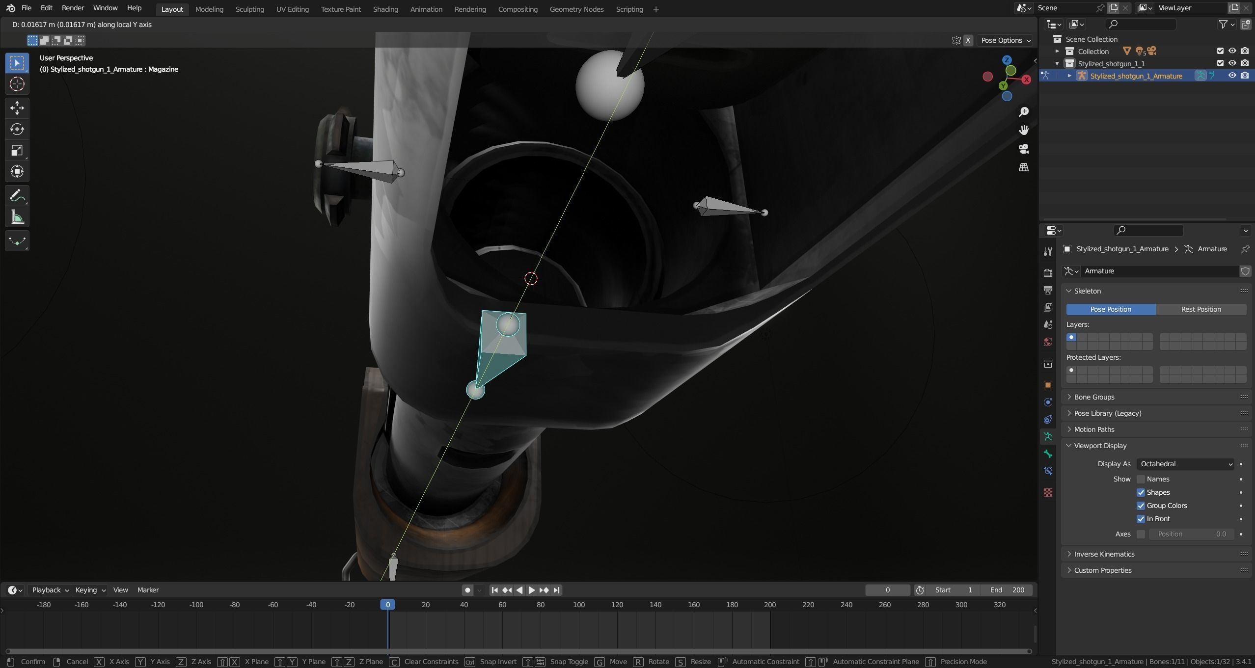 Stylized shotgun Low-poly 3D model_45