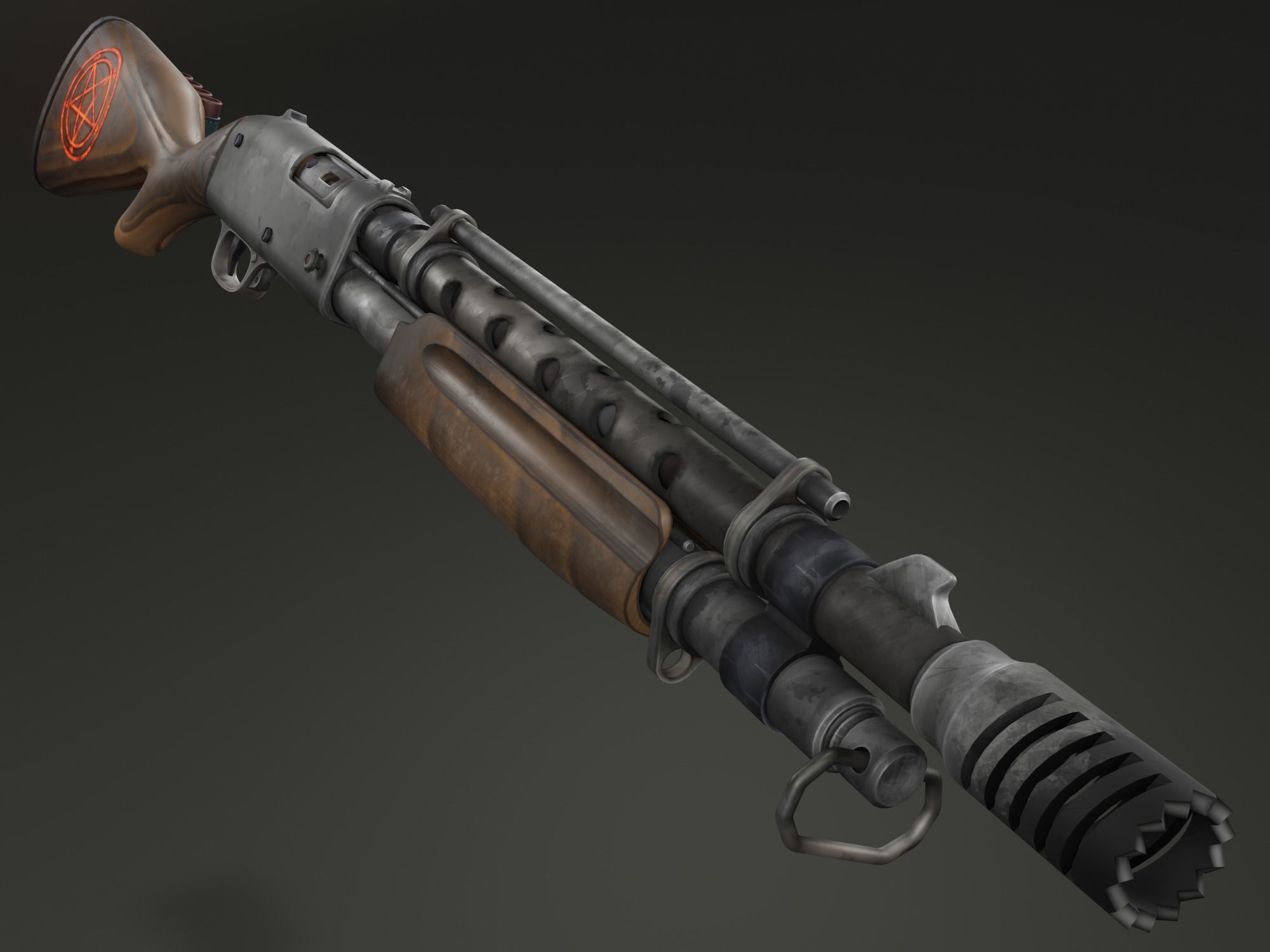 Stylized shotgun Low-poly 3D model_4