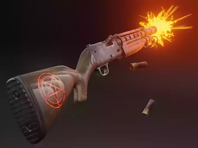 Stylized shotgun Low-poly 3D model