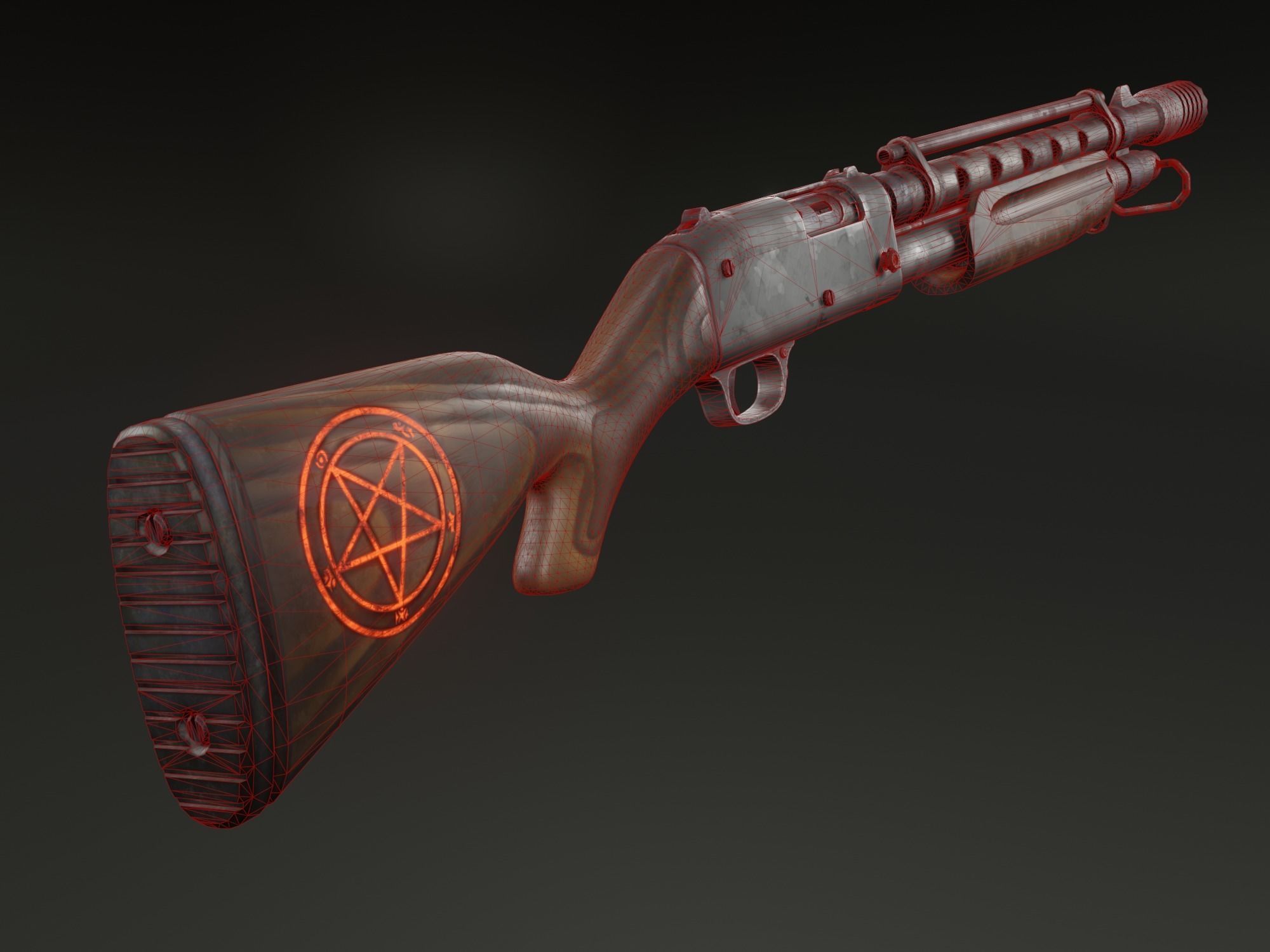Stylized shotgun Low-poly 3D model_3