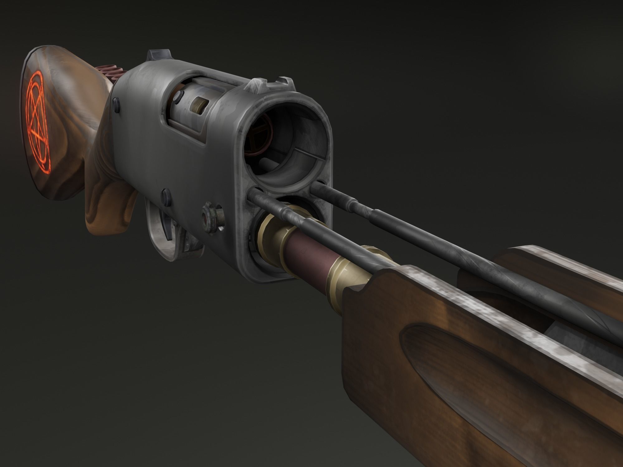 Stylized shotgun Low-poly 3D model_26