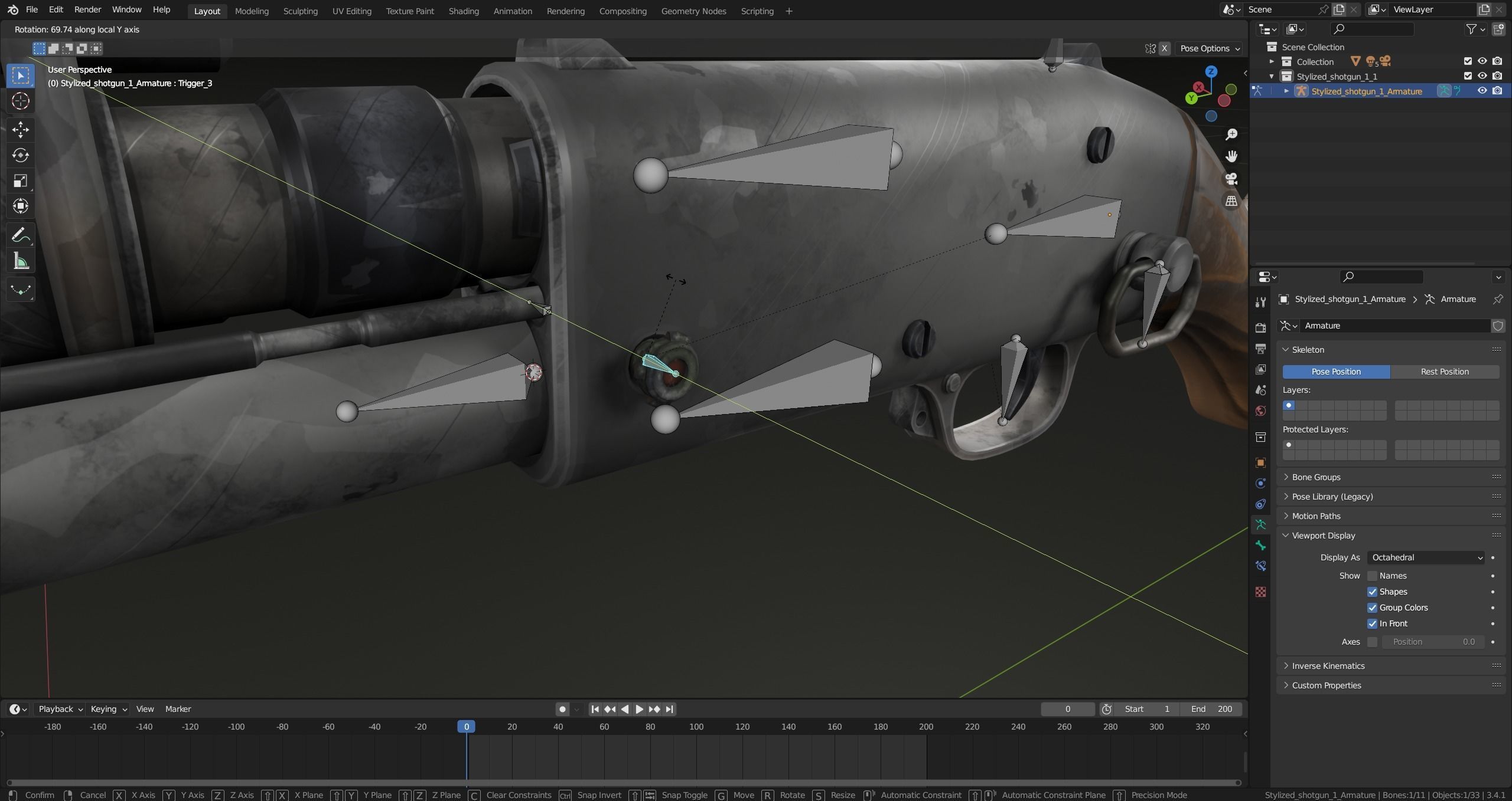 Stylized shotgun Low-poly 3D model_48