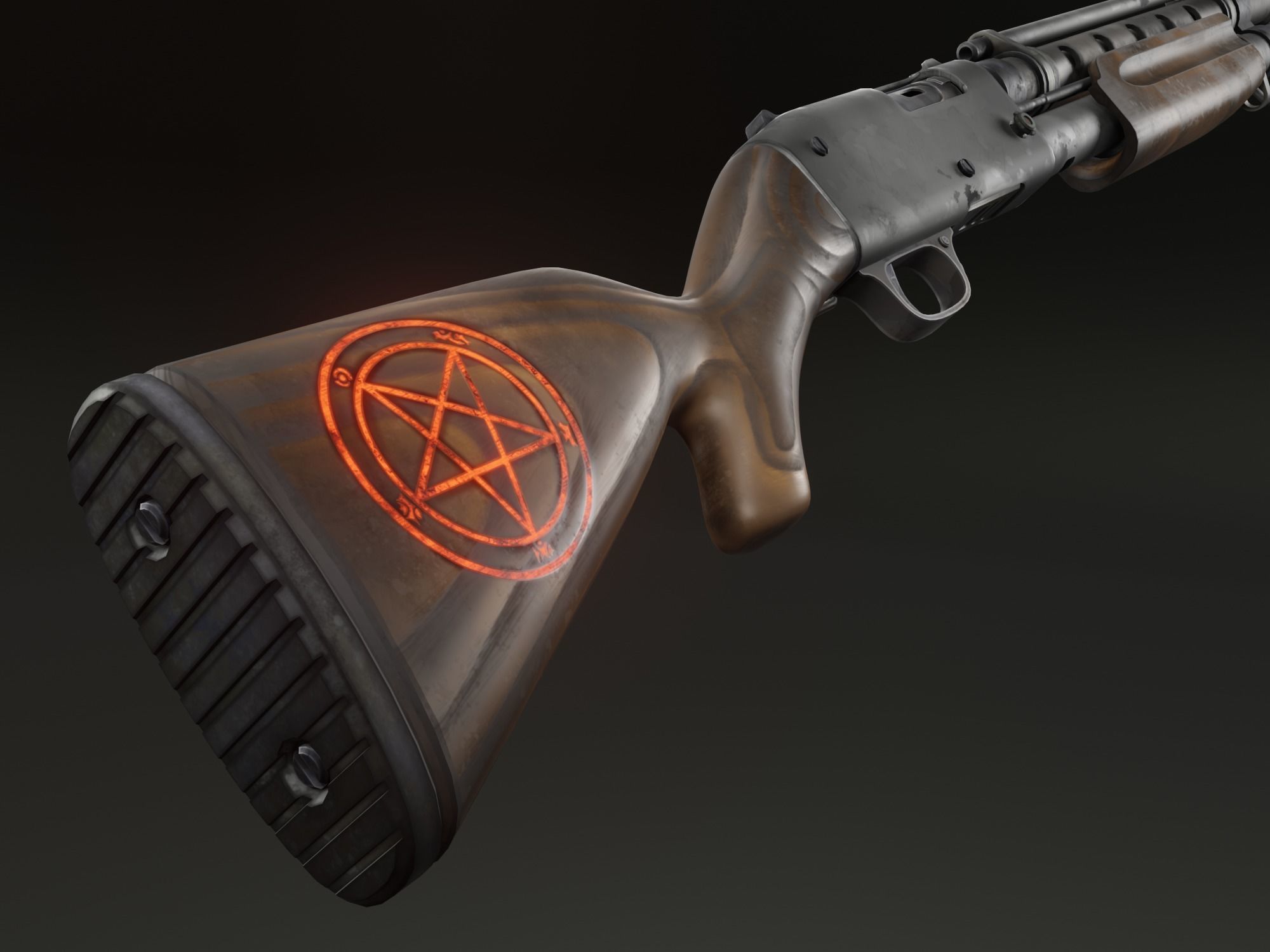 Stylized shotgun Low-poly 3D model_10