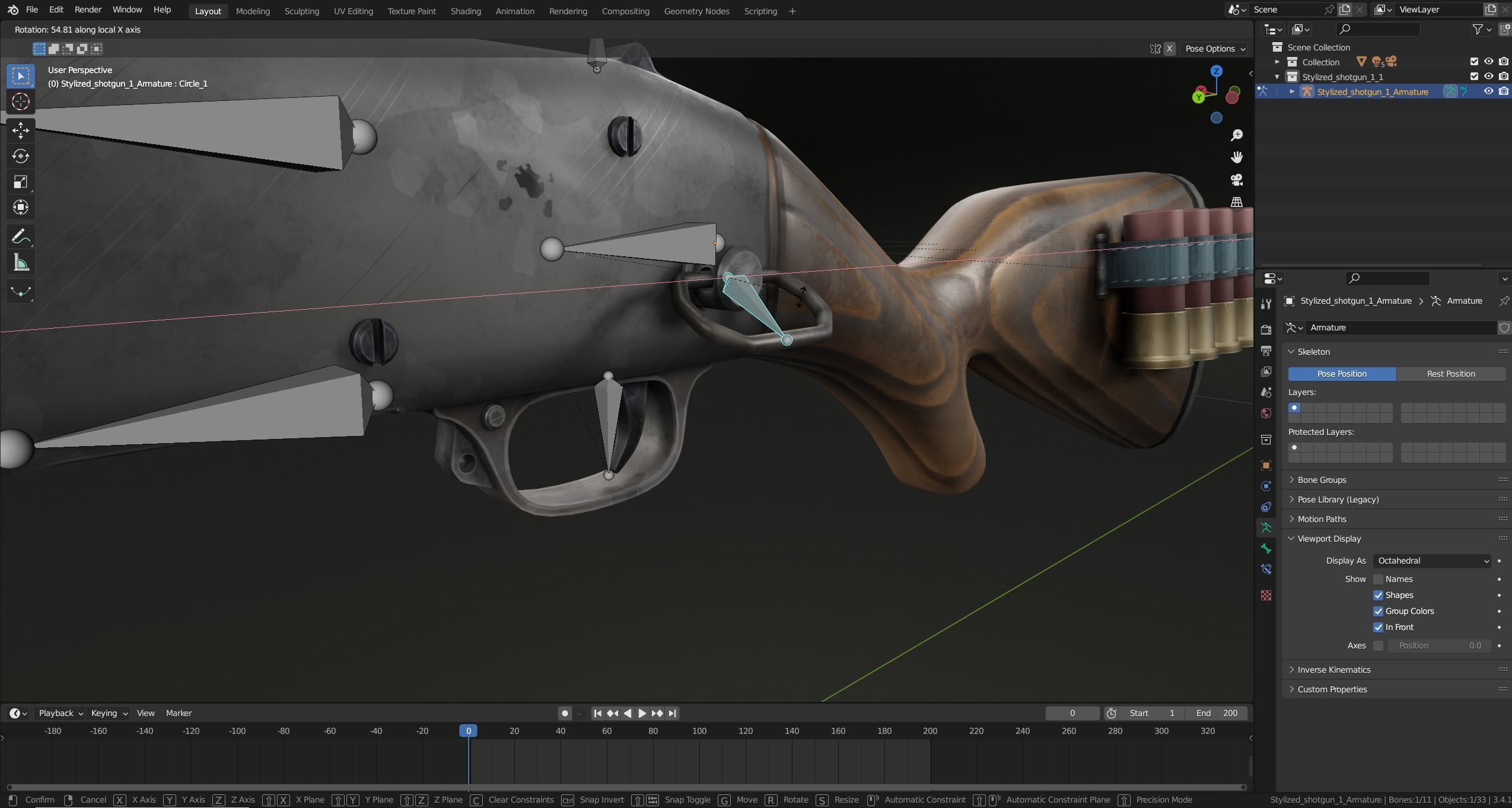 Stylized shotgun Low-poly 3D model_47