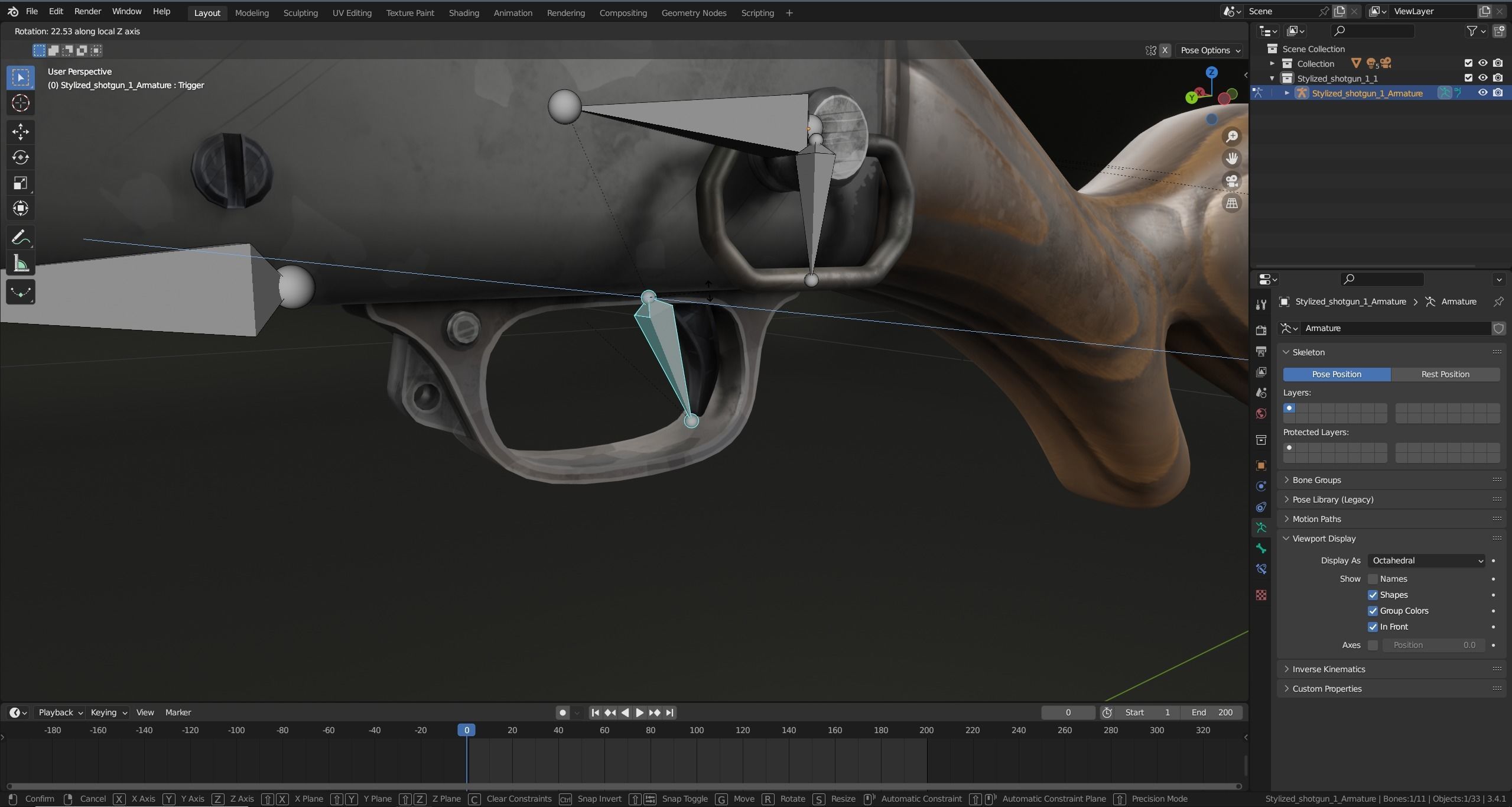 Stylized shotgun Low-poly 3D model_46