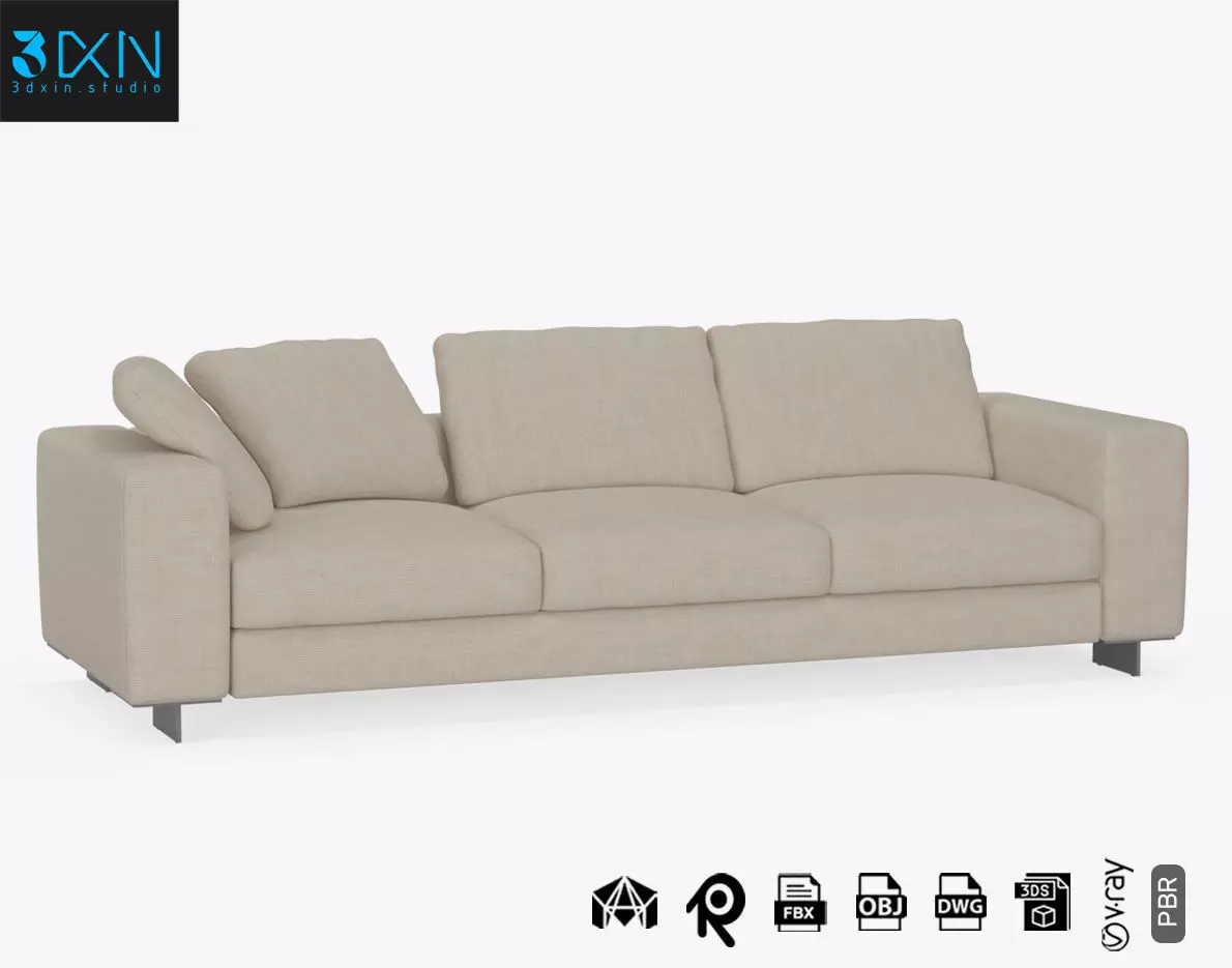 T-Time 3-Seater Sofa 3D model_0