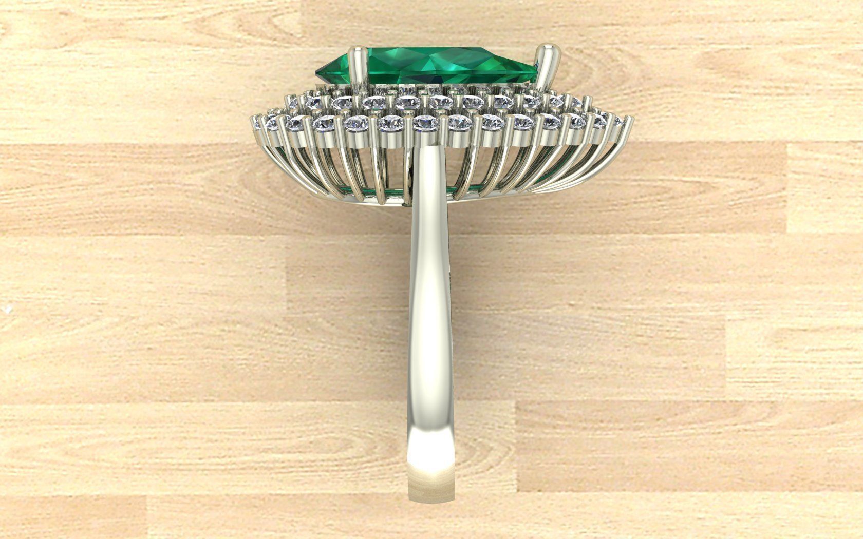 Pear Shape Emerald Ring 3D print model_3