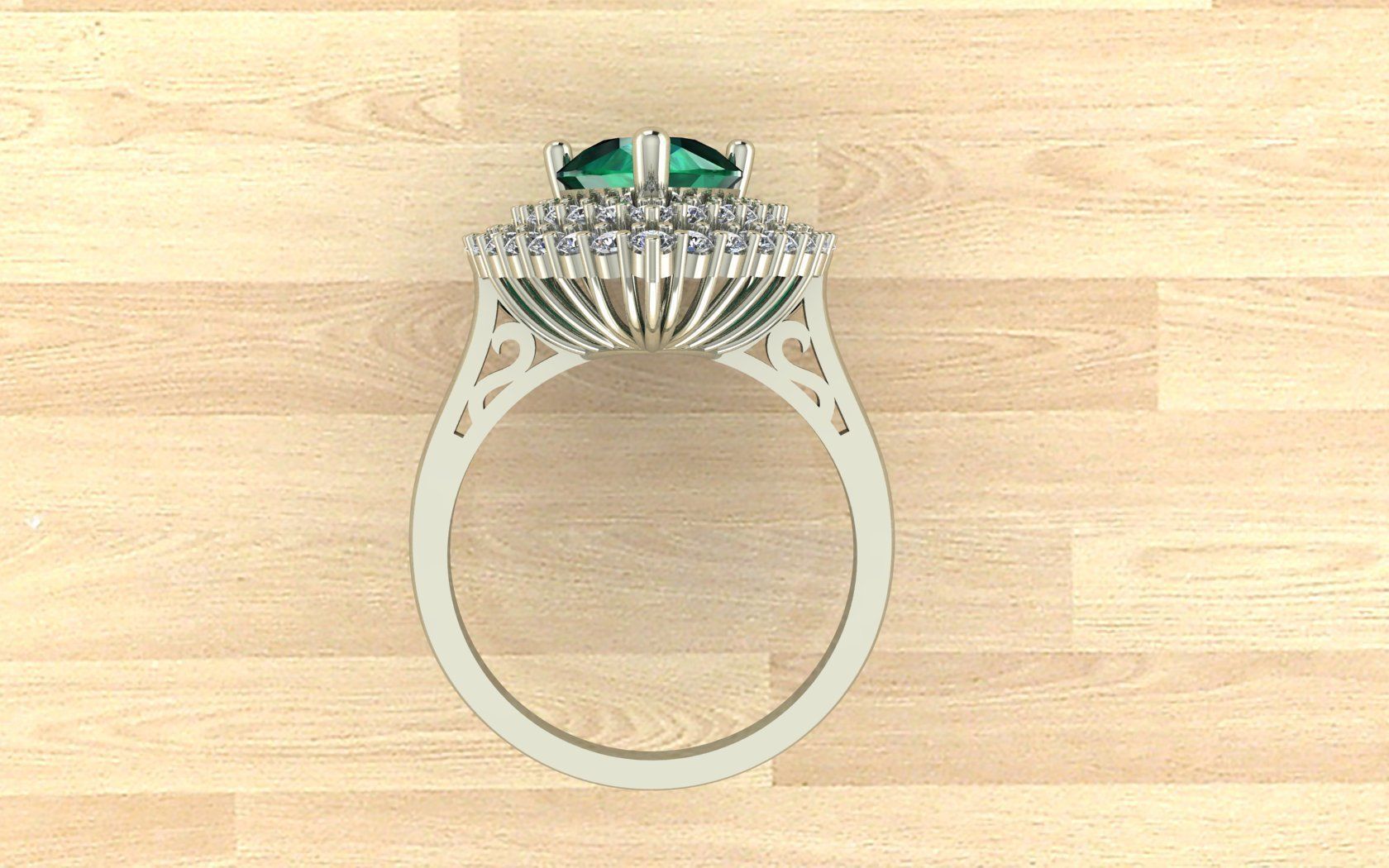 Pear Shape Emerald Ring 3D print model_2