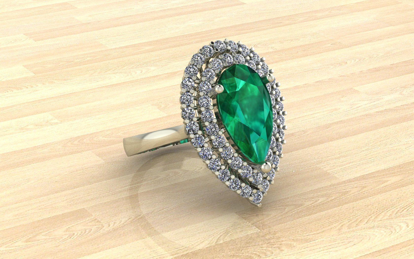 Pear Shape Emerald Ring 3D print model_1