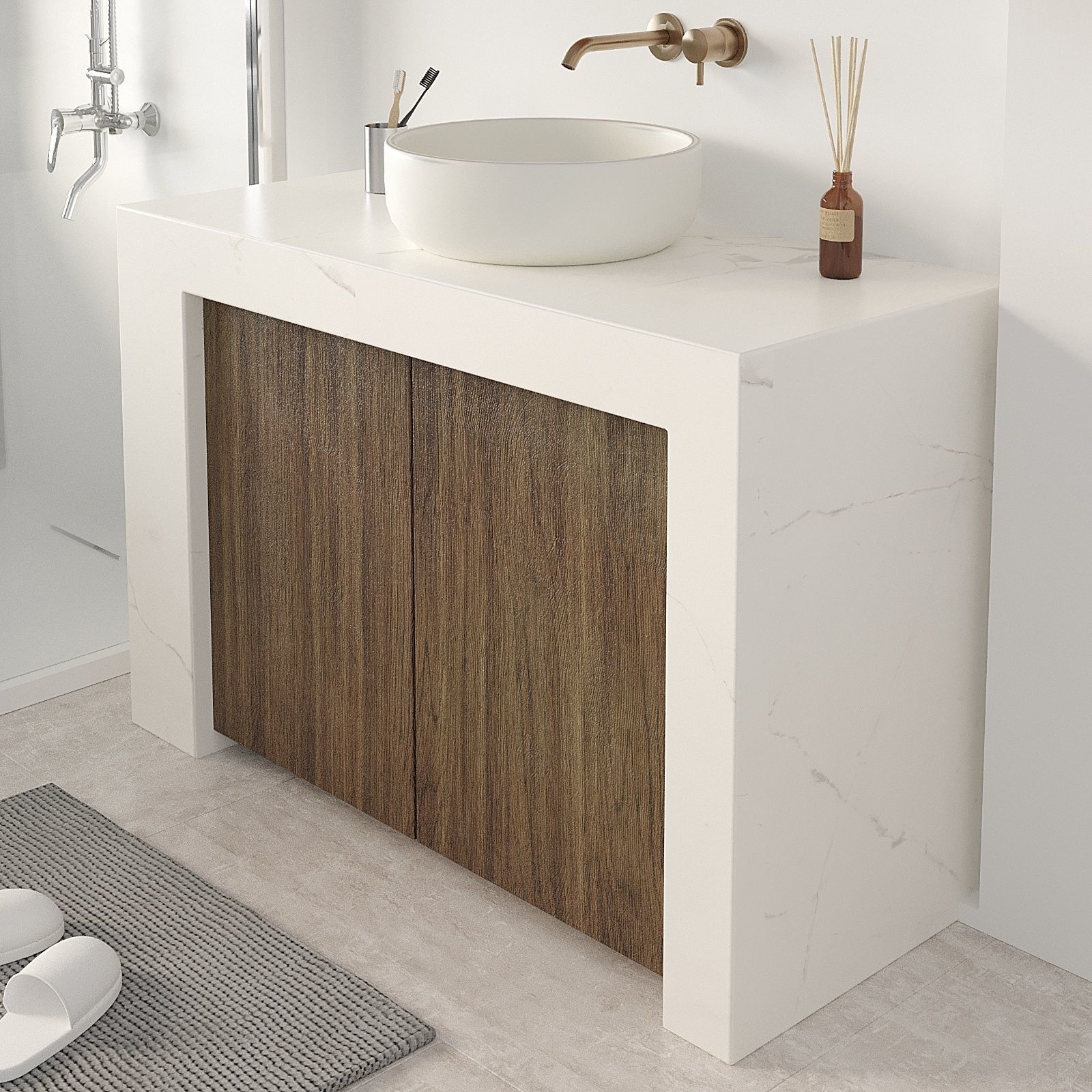 Bathroom vanity cabinet with bowl sink Free 3D model_11