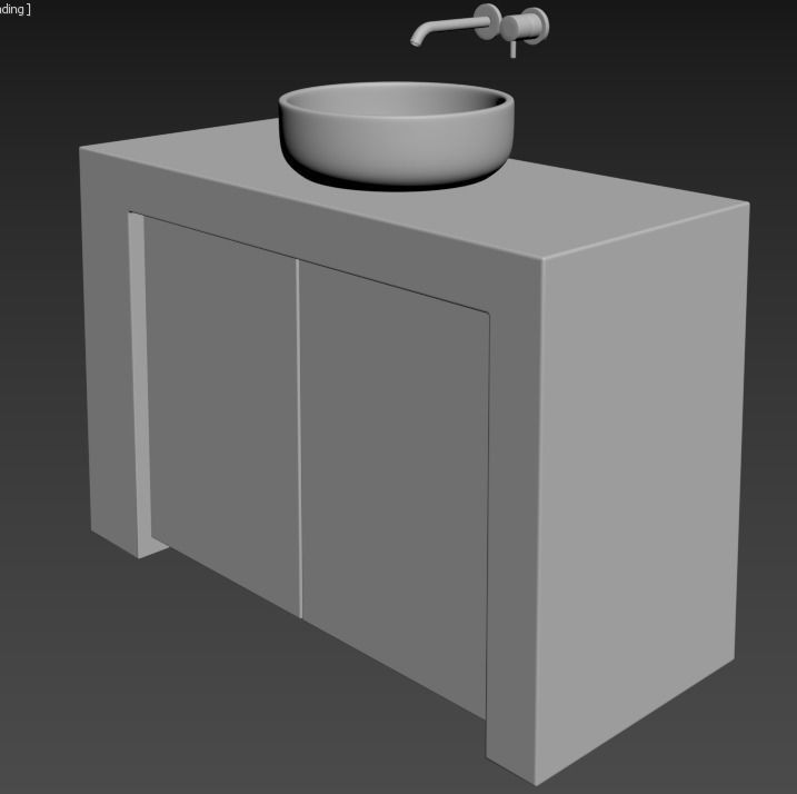 Bathroom vanity cabinet with bowl sink Free 3D model_13