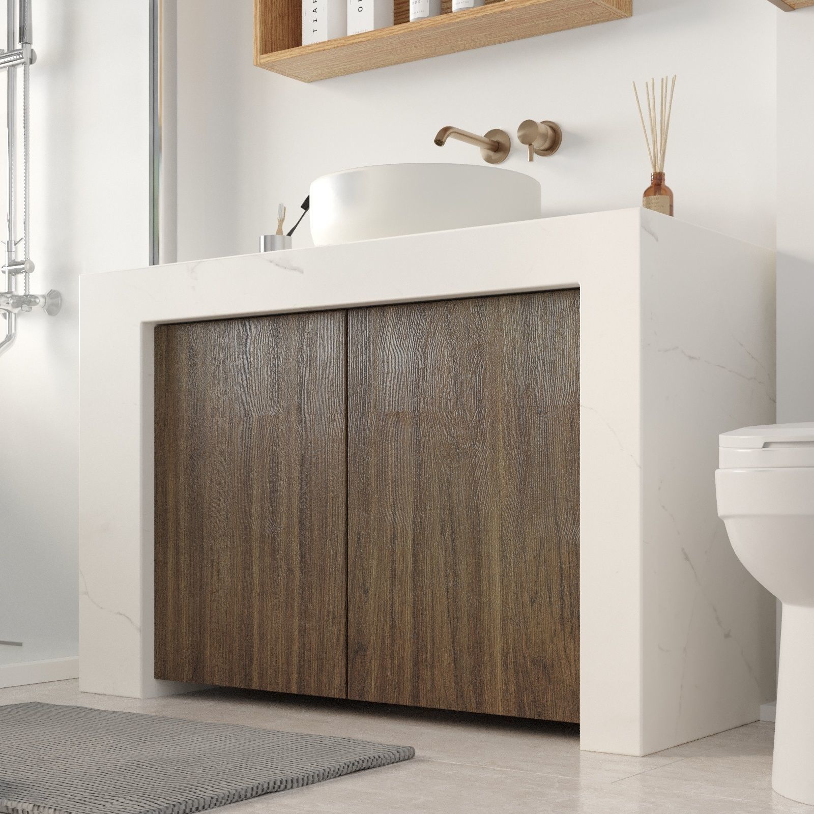 Bathroom vanity cabinet with bowl sink Free 3D model_2
