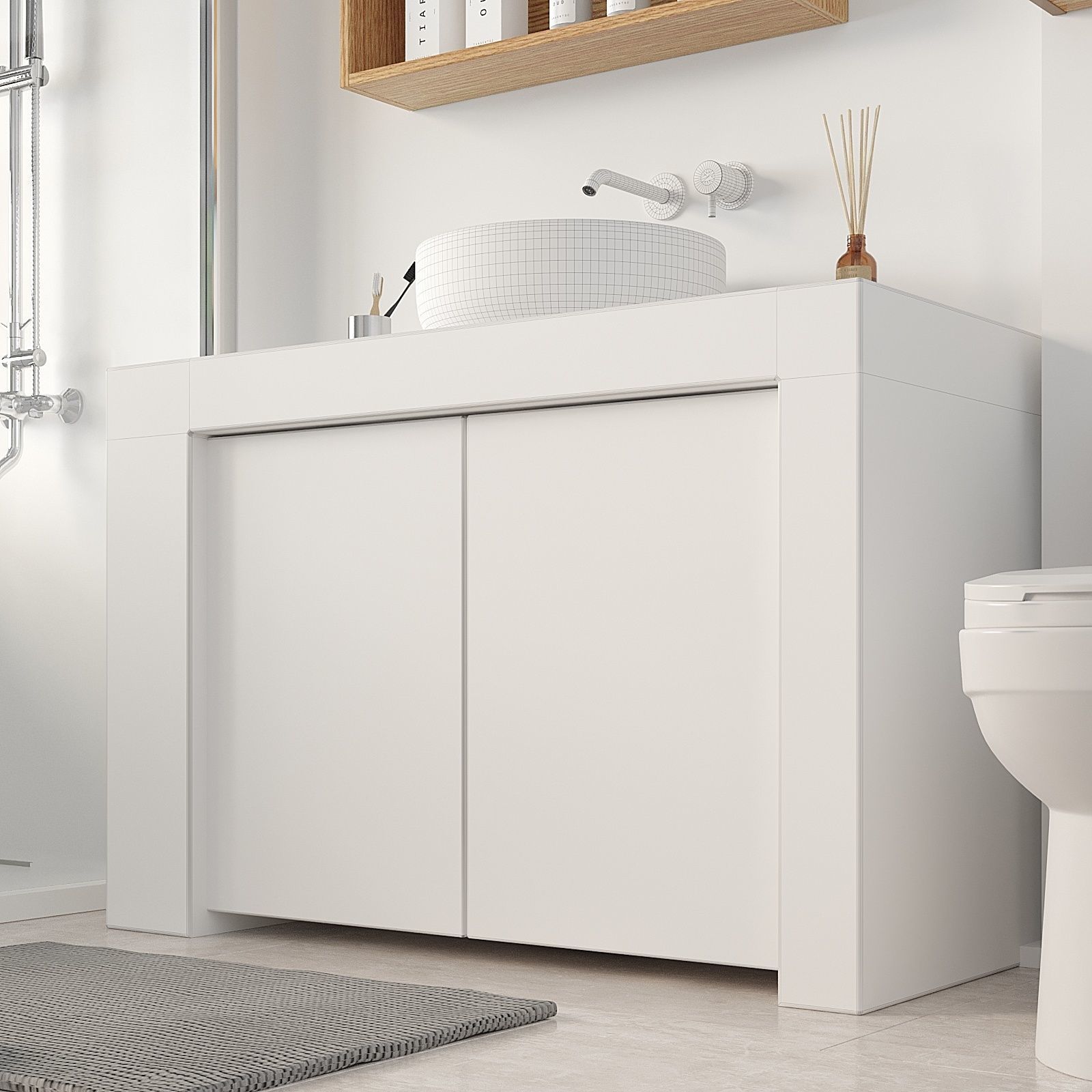 Bathroom vanity cabinet with bowl sink Free 3D model_3