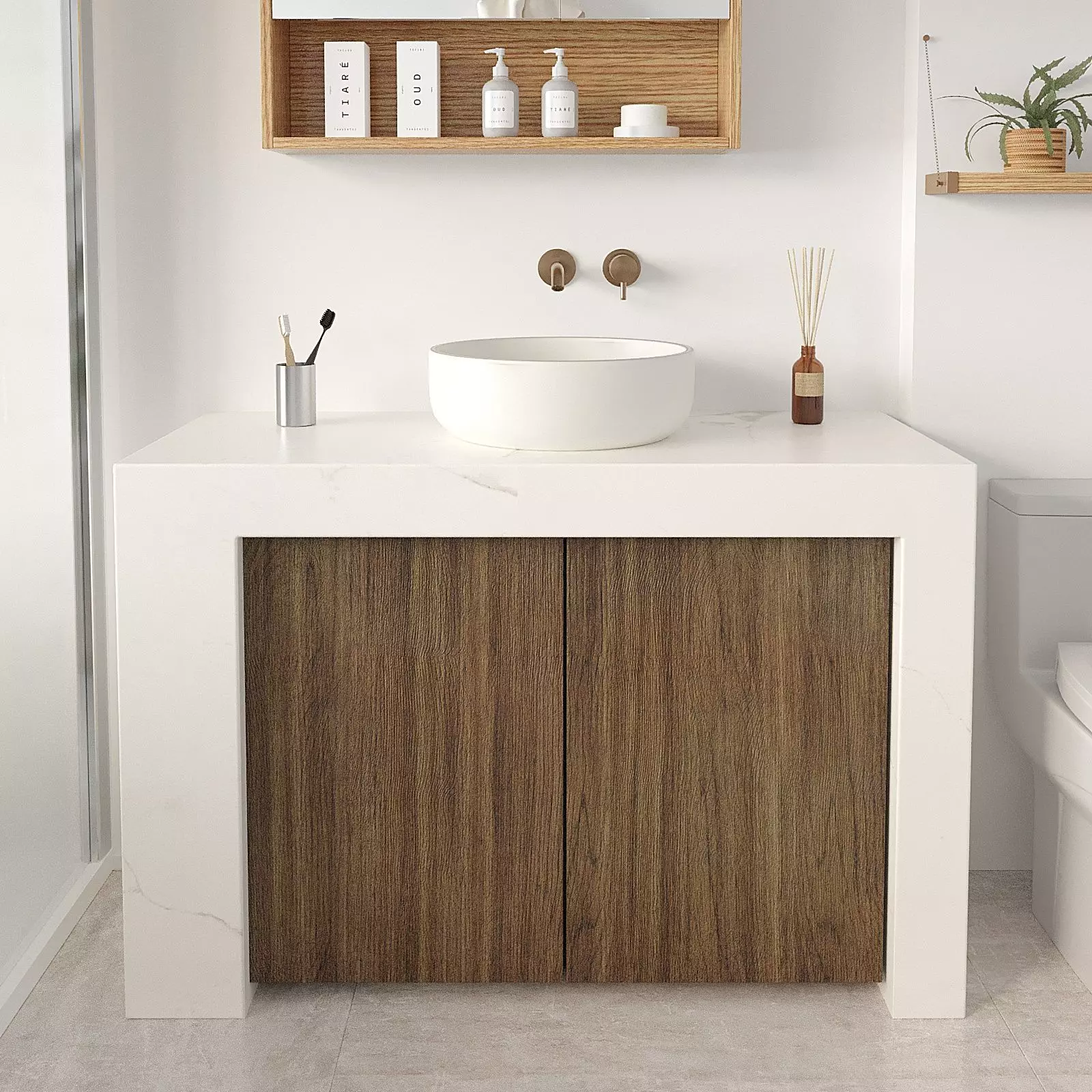 Bathroom vanity cabinet with bowl sink Free 3D model_0