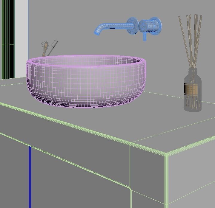 Bathroom vanity cabinet with bowl sink Free 3D model_6