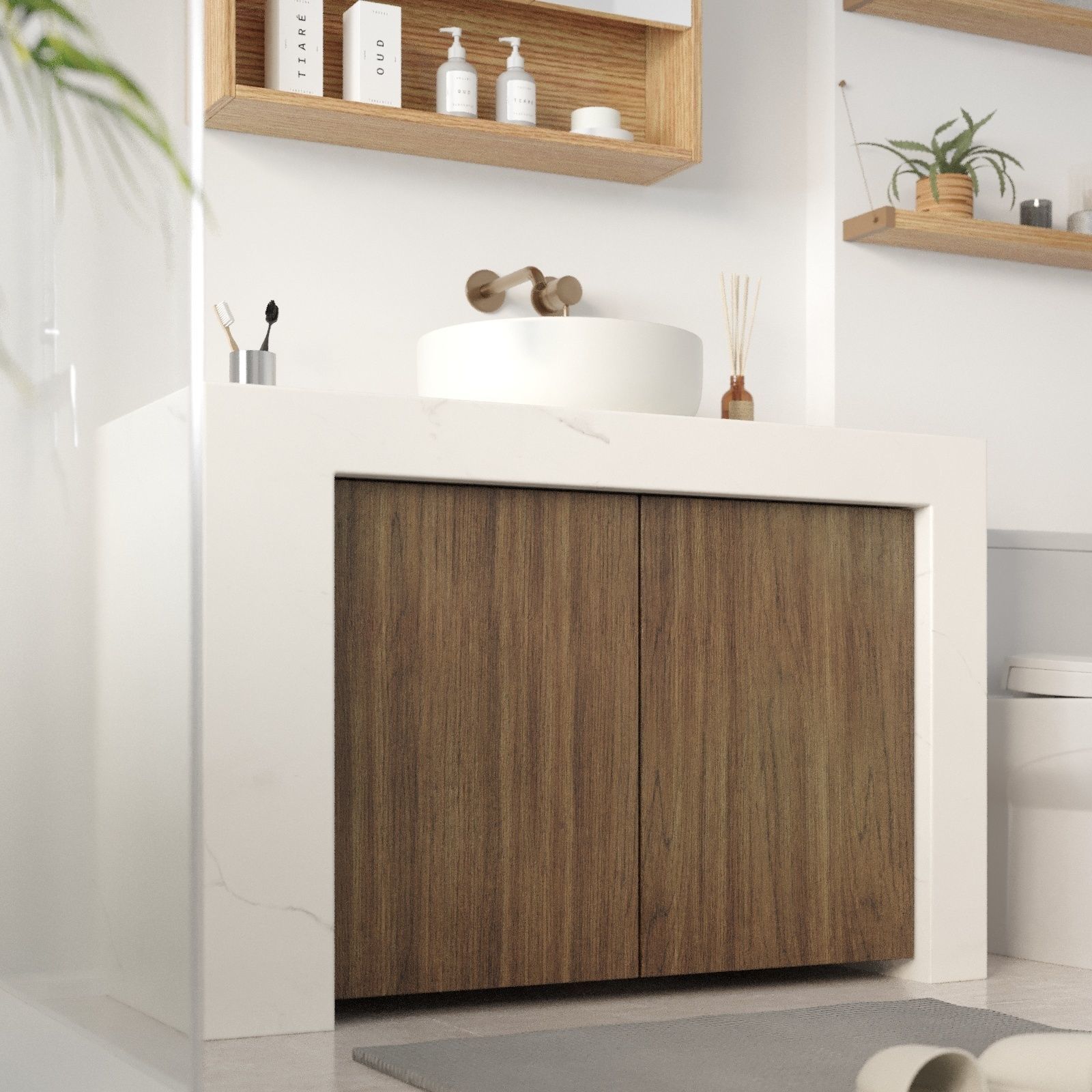Bathroom vanity cabinet with bowl sink Free 3D model_10