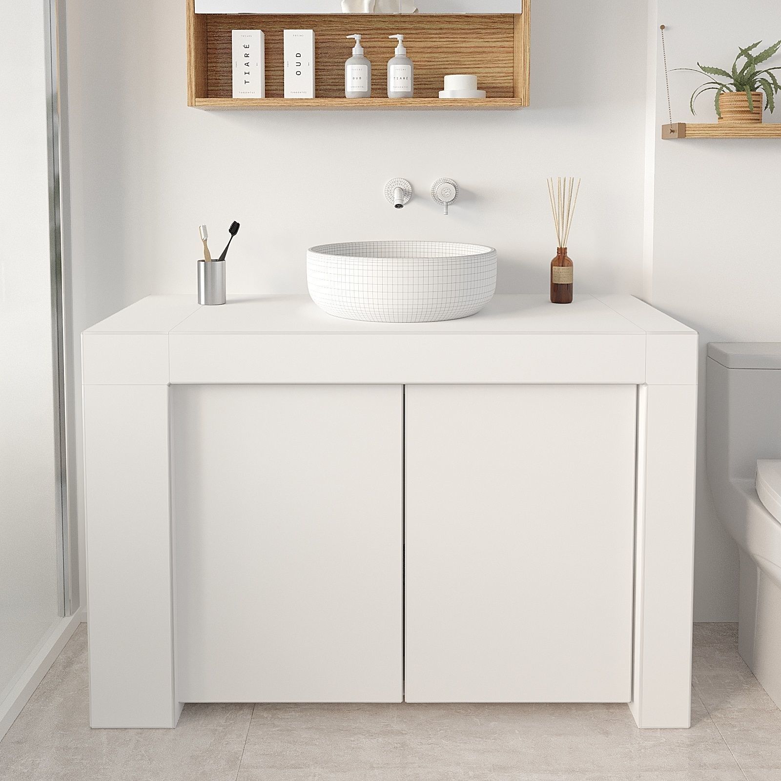 Bathroom vanity cabinet with bowl sink Free 3D model_1