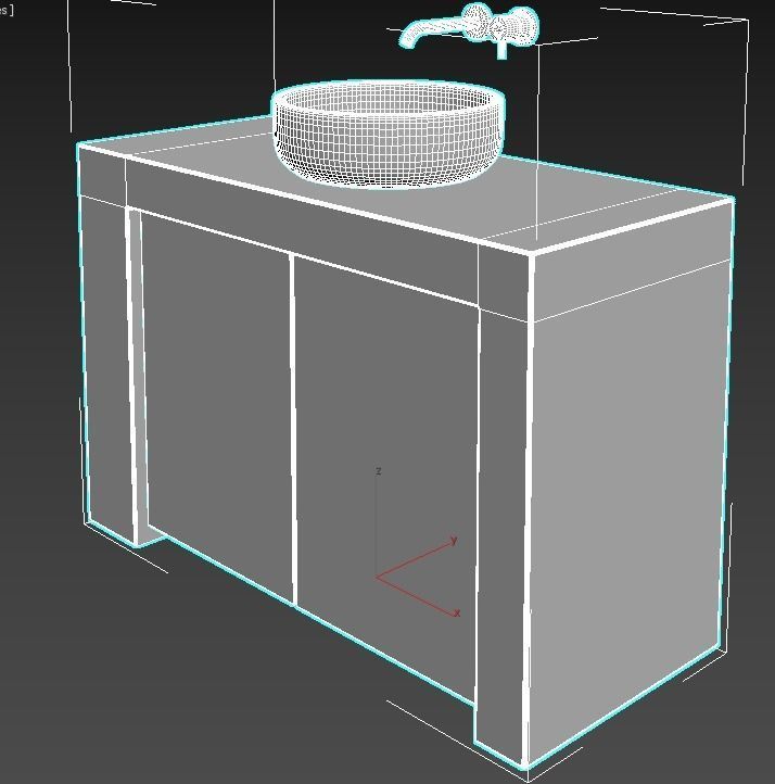 Bathroom vanity cabinet with bowl sink Free 3D model_14