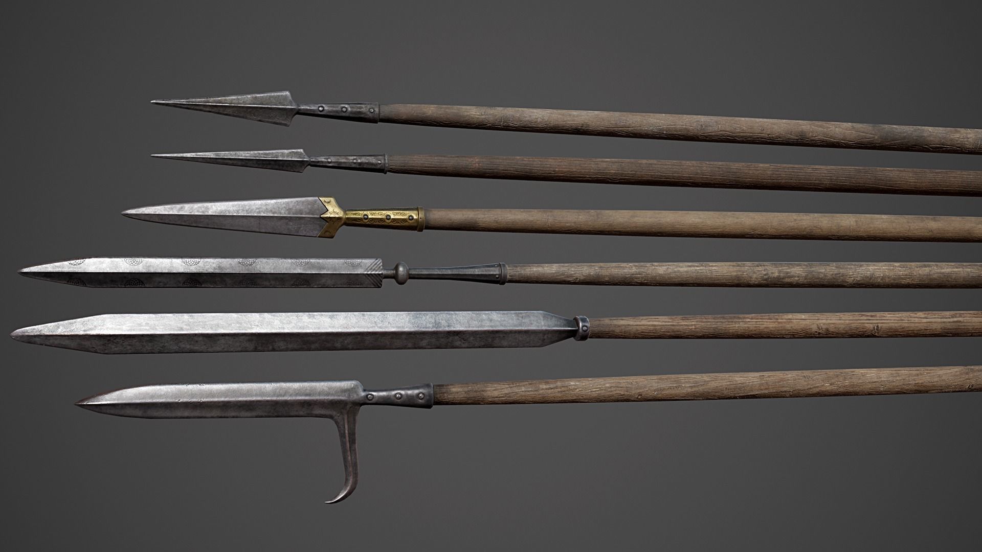 Medieval Polearms - I Low-poly 3D model_12