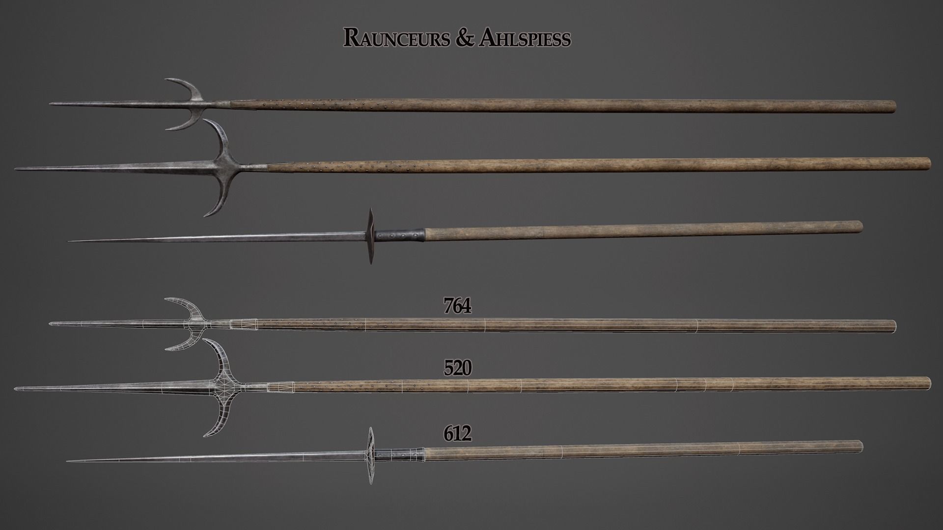 Medieval Polearms - I Low-poly 3D model_6