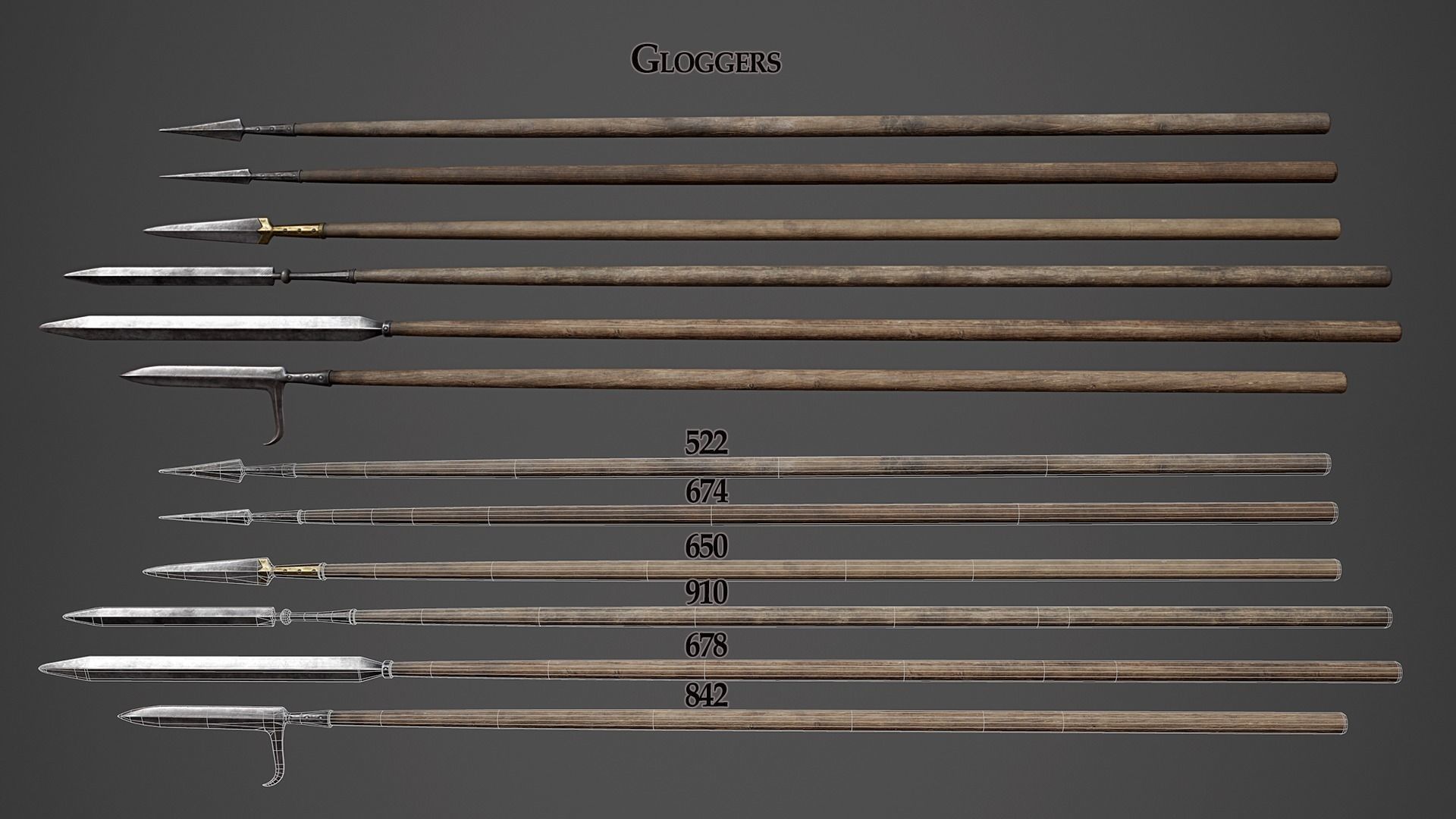 Medieval Polearms - I Low-poly 3D model_4